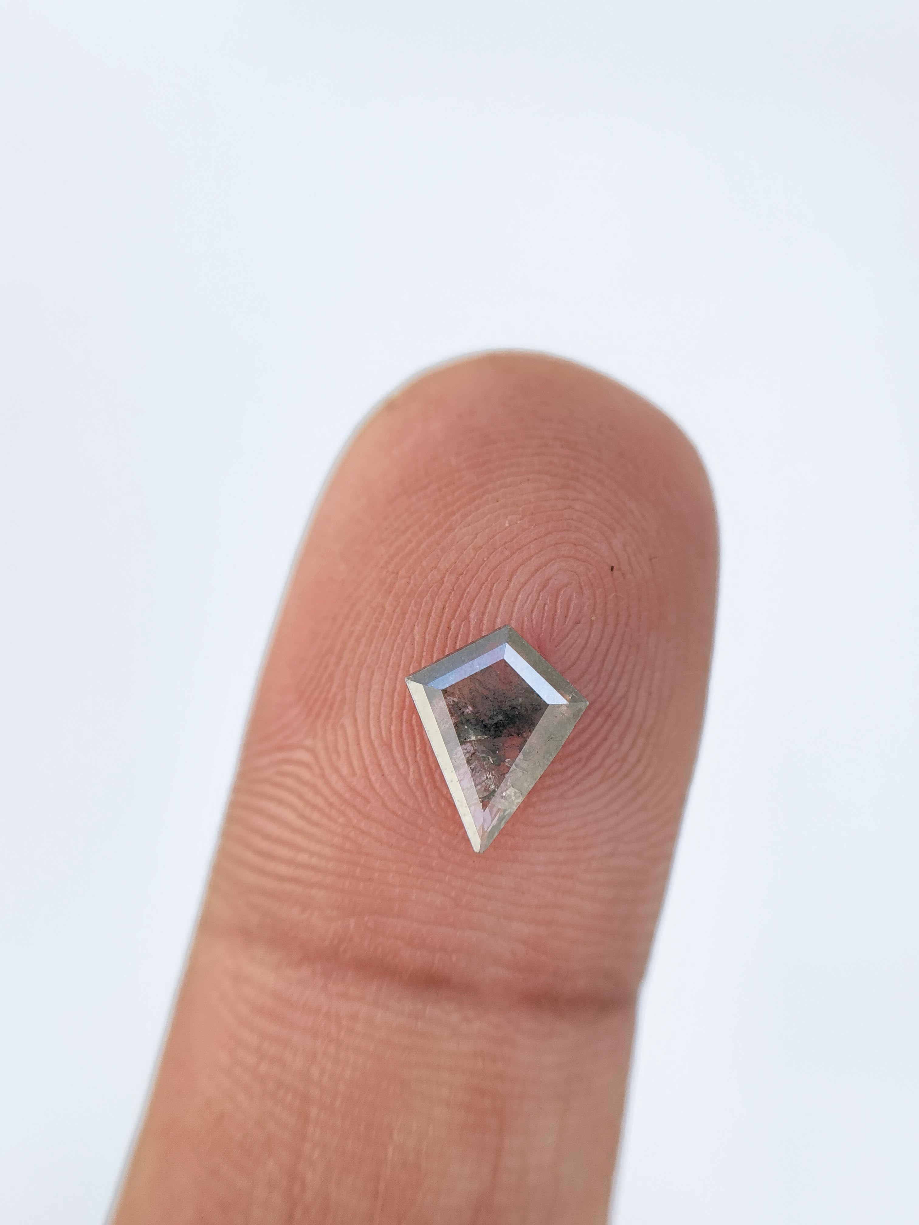 0.55 Ct Kite Rose Cut Grey Natural Salt and Pepper Diamond