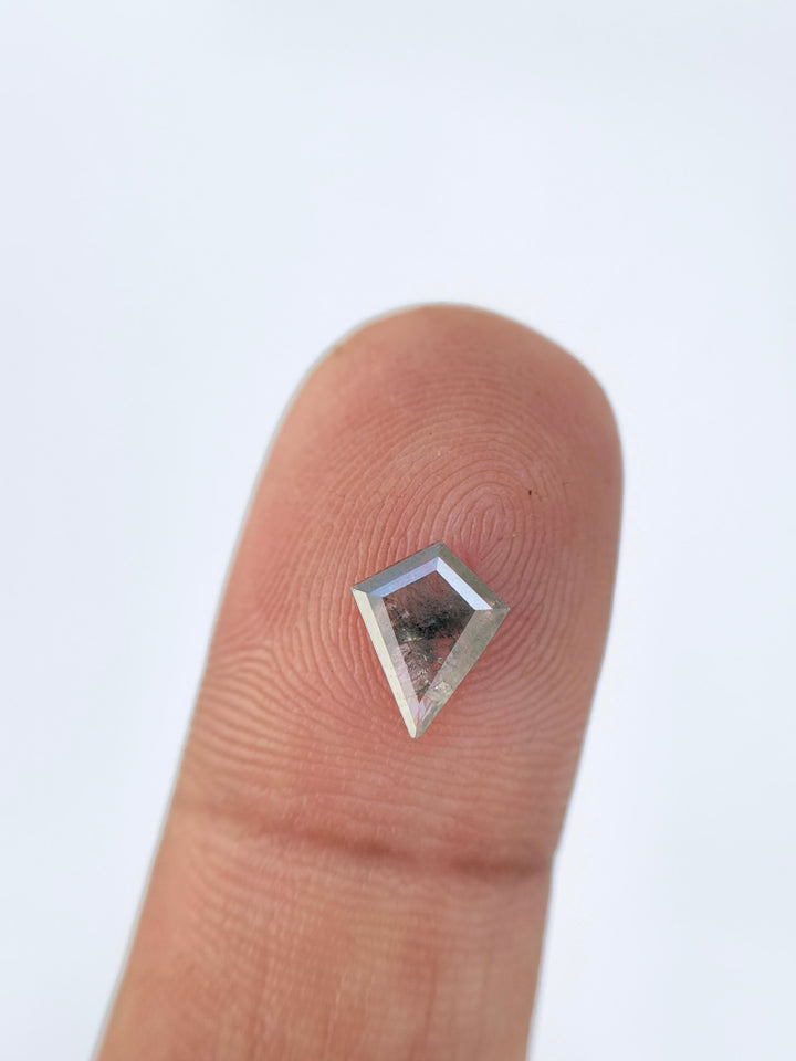 0.55 Ct Kite Rose Cut Grey Natural Salt and Pepper Diamond