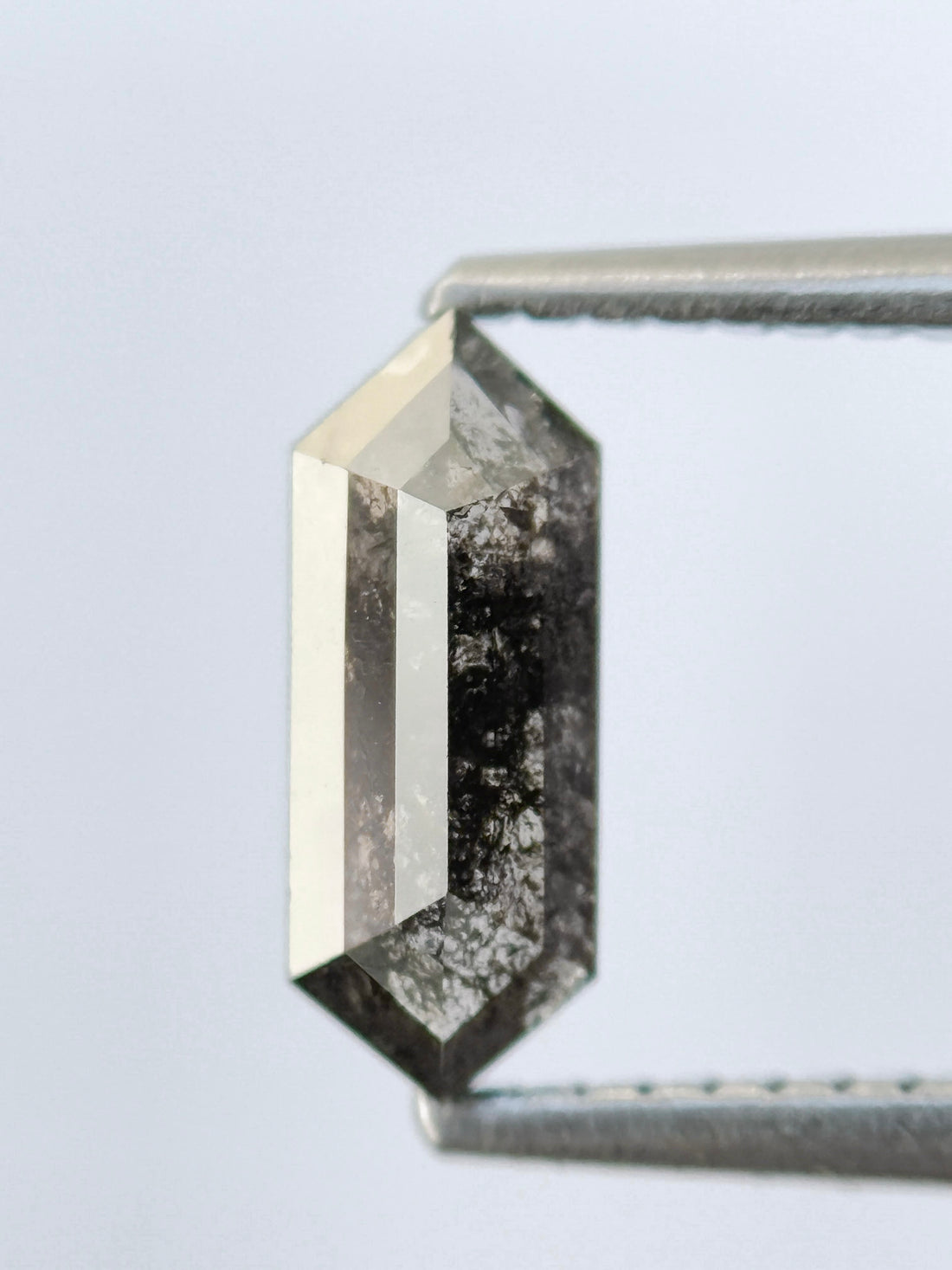 0.85 Ct Hexagon Rose Cut Grey Natural Salt and Pepper Diamond