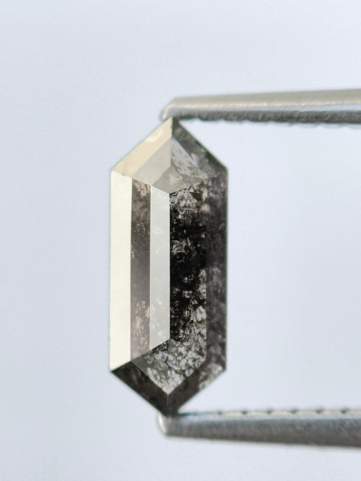 0.85 Ct Hexagon Rose Cut Grey Natural Salt and Pepper Diamond