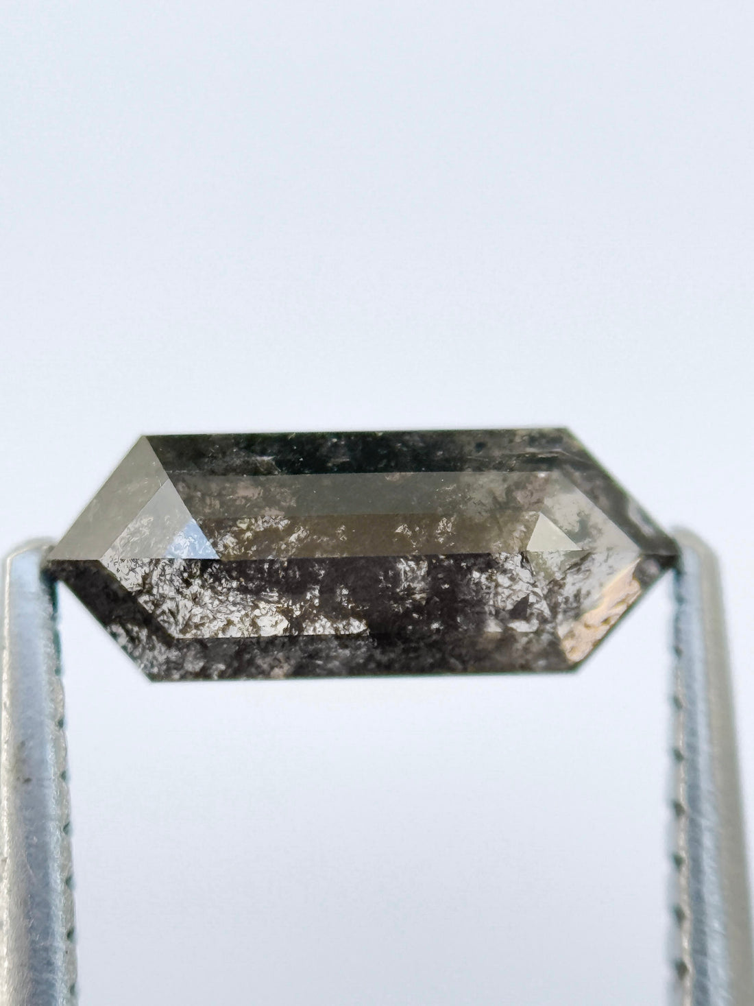 0.85 Ct Hexagon Rose Cut Grey Natural Salt and Pepper Diamond