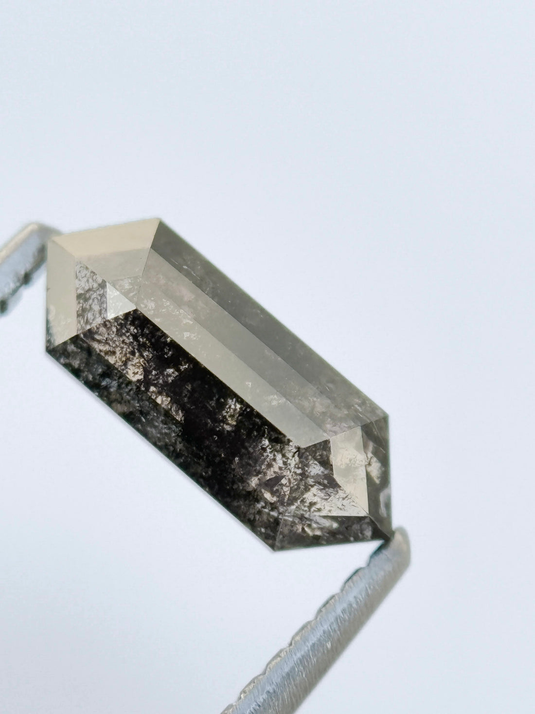 0.85 Ct Hexagon Rose Cut Grey Natural Salt and Pepper Diamond