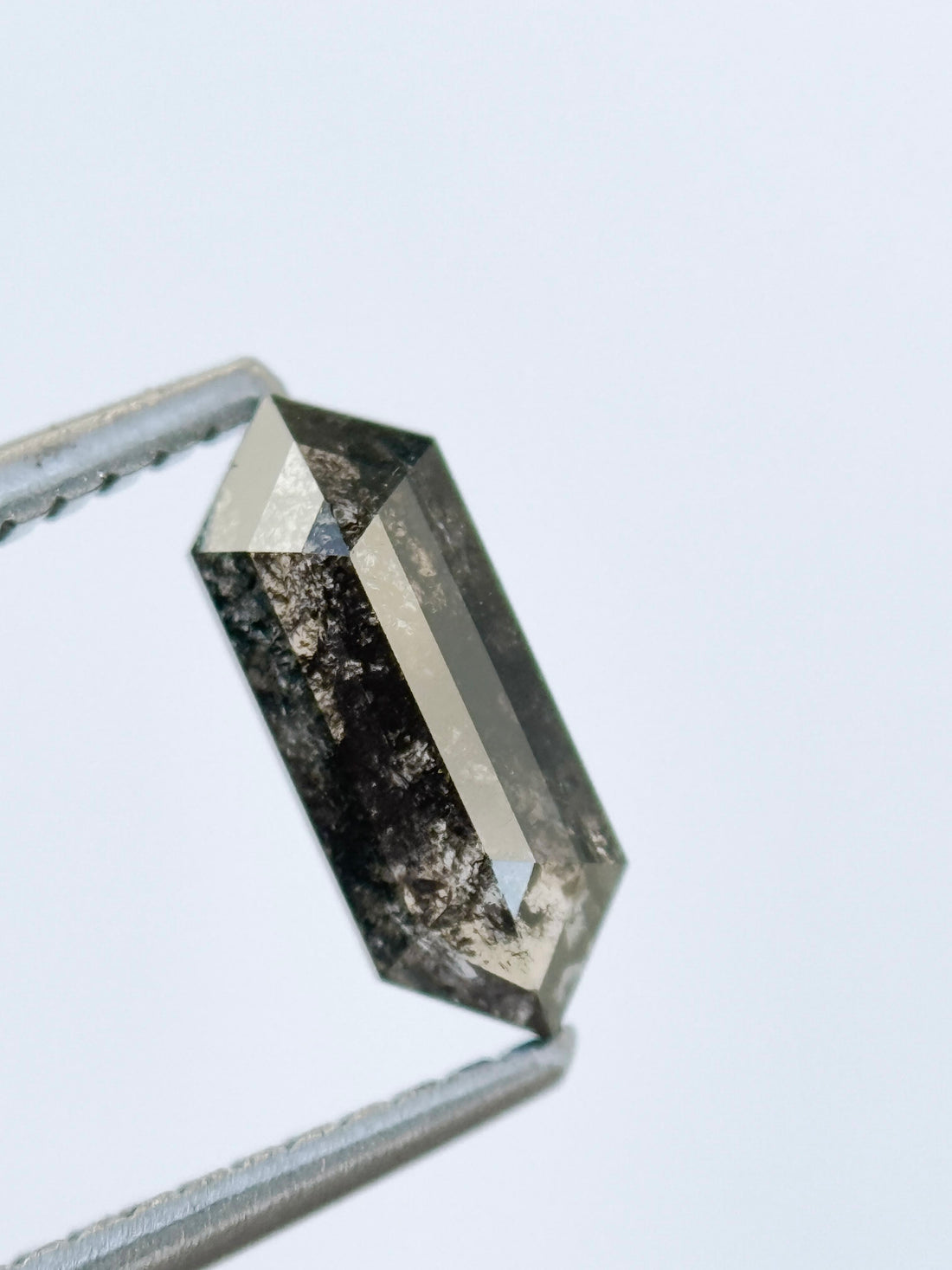 0.85 Ct Hexagon Rose Cut Grey Natural Salt and Pepper Diamond