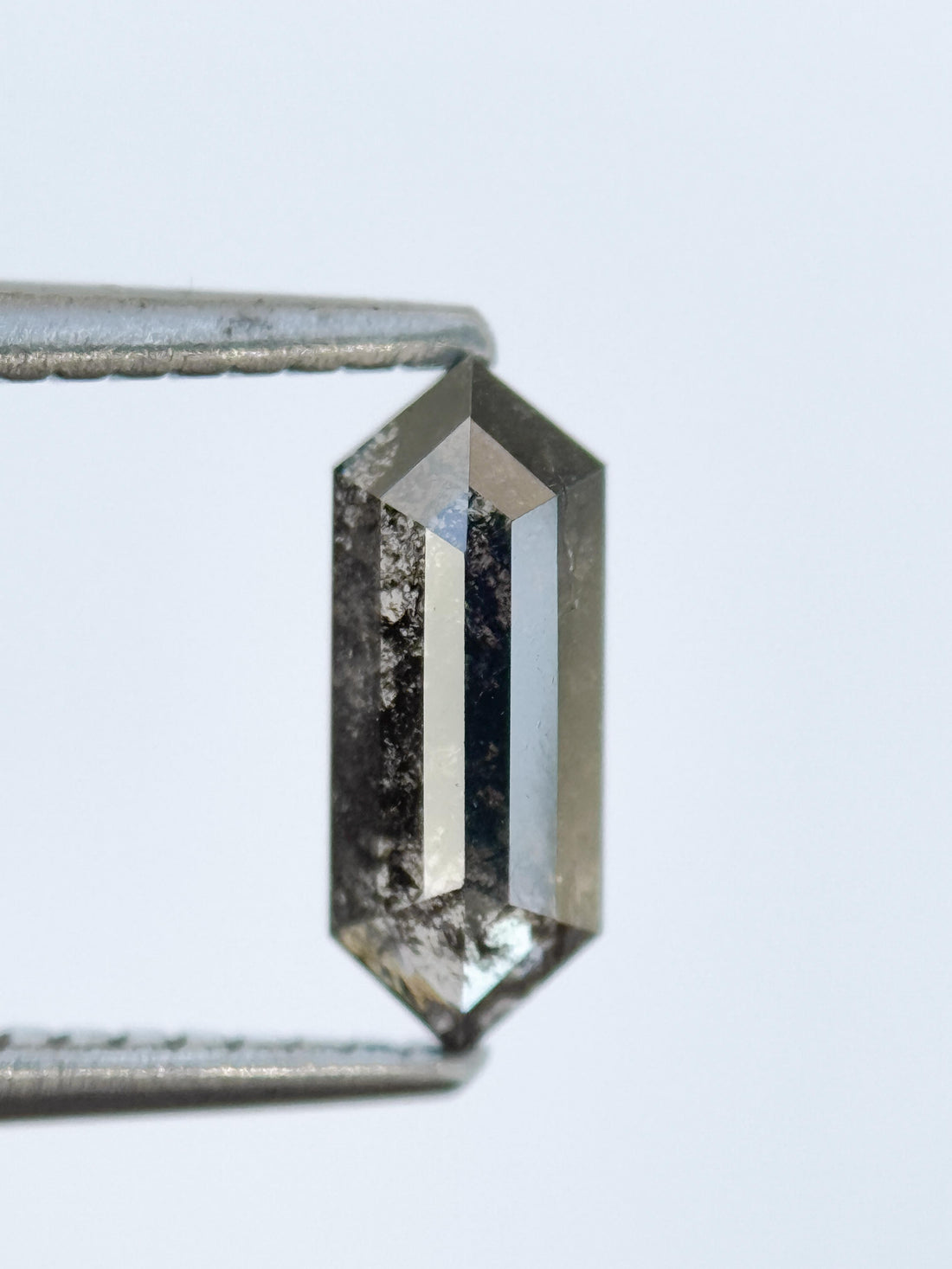 0.85 Ct Hexagon Rose Cut Grey Natural Salt and Pepper Diamond