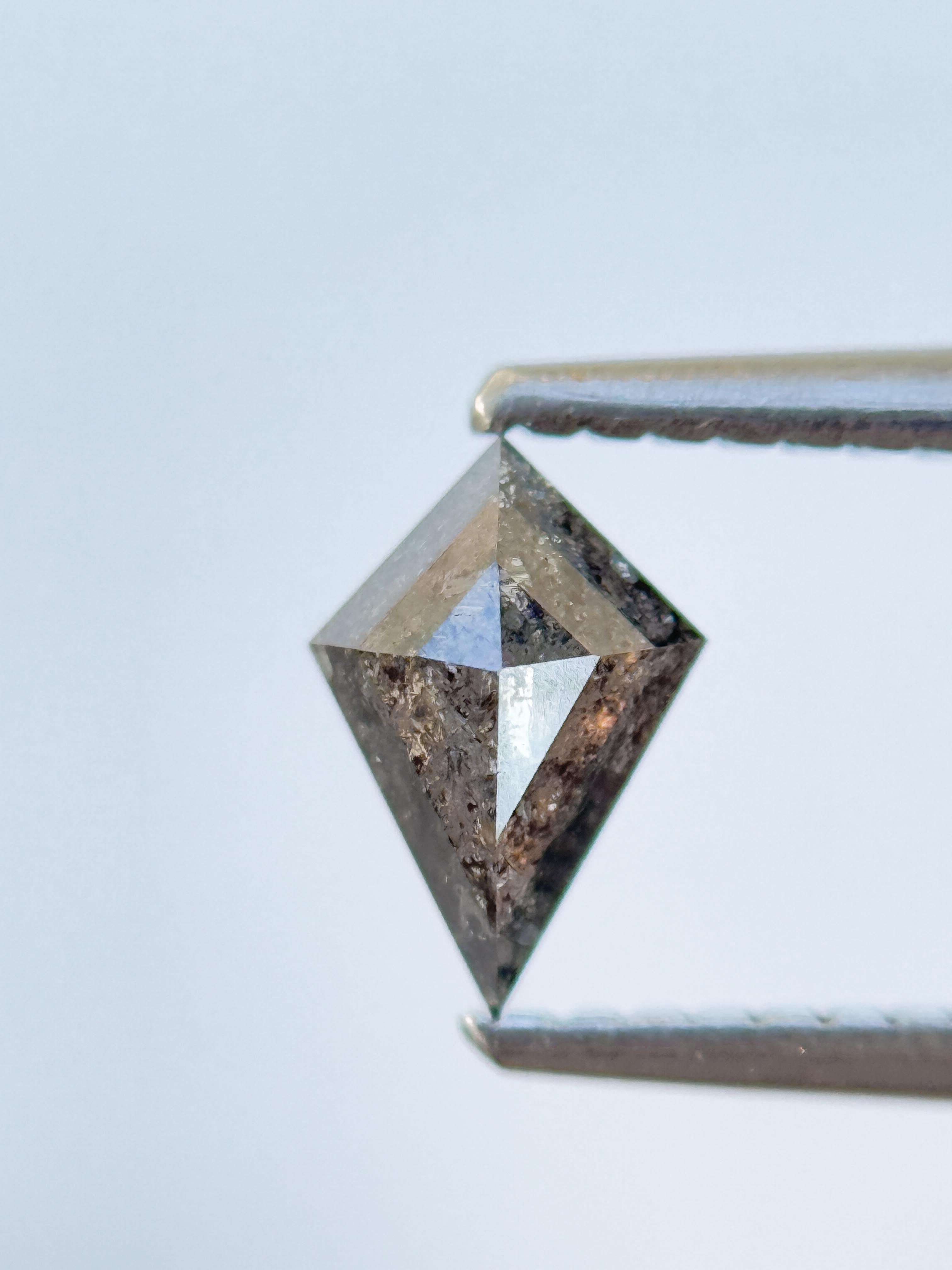 0.50 Ct Kite Rose Cut Grey Natural Salt and Pepper Diamond