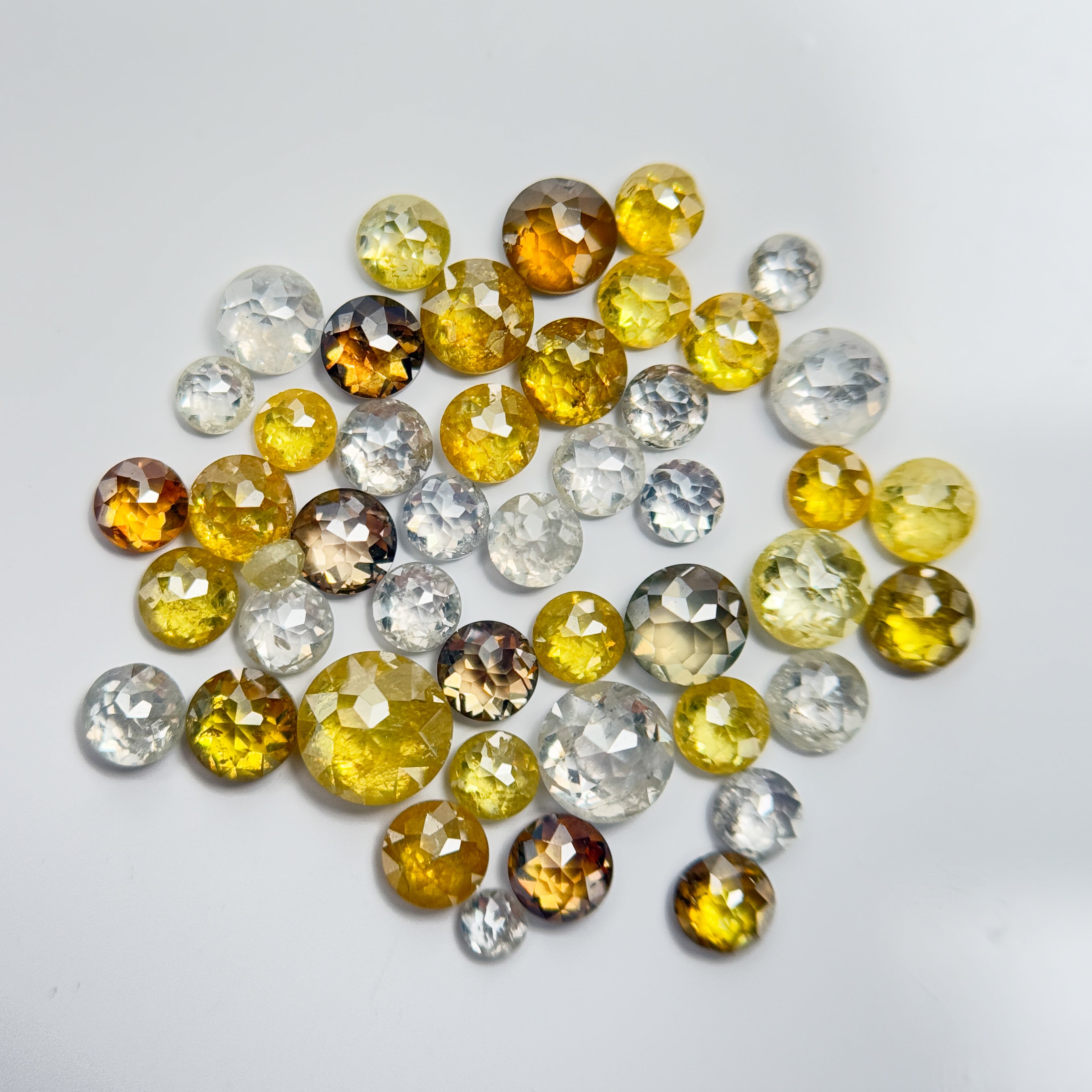 2 to 3 MM Round Rose Cut White and Yellow Natural Fancy Diamond