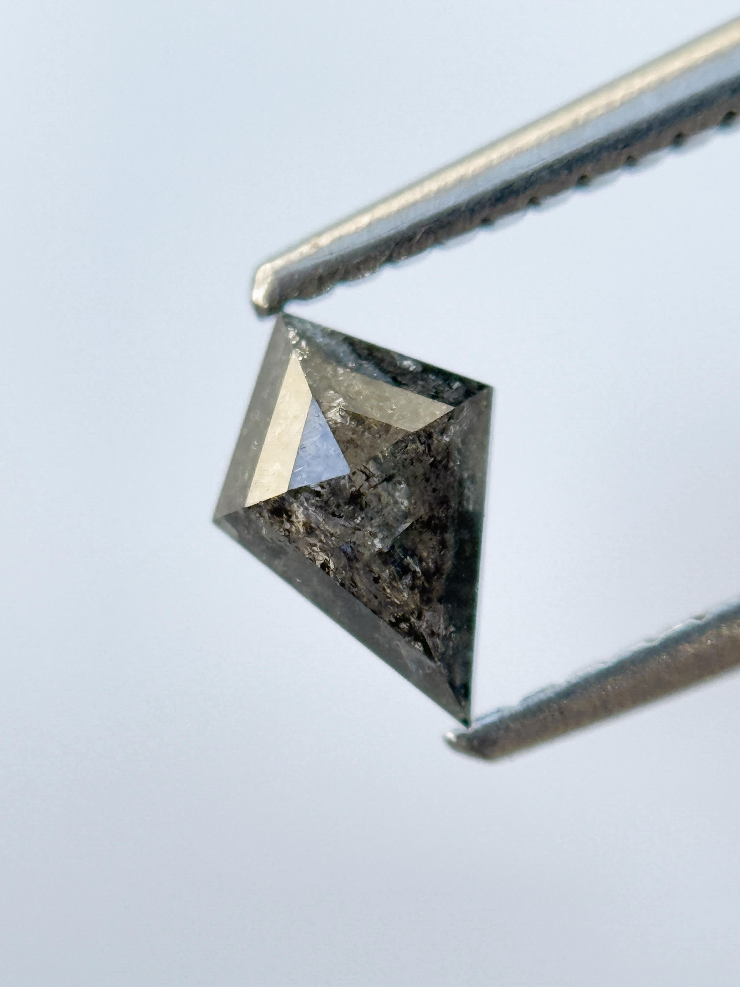 0.50 Ct Kite Rose Cut Grey Natural Salt and Pepper Diamond