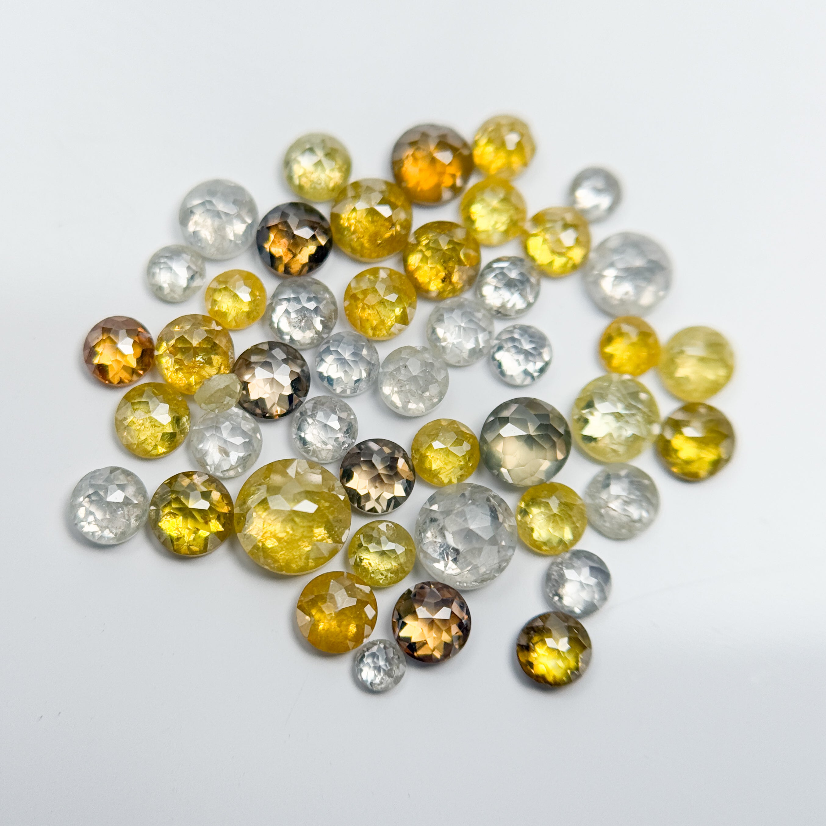 2-3 MM Round Rose Cut White & Yellow Natural Fancy Diamond