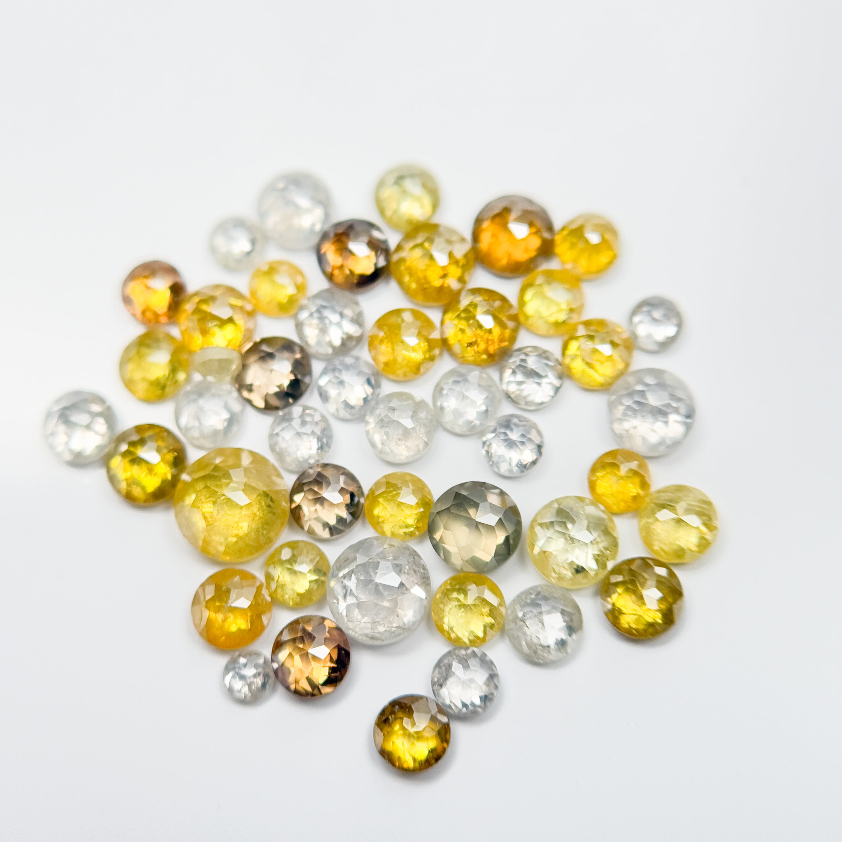 2-3 MM Round Rose Cut White & Yellow Natural Fancy Diamond