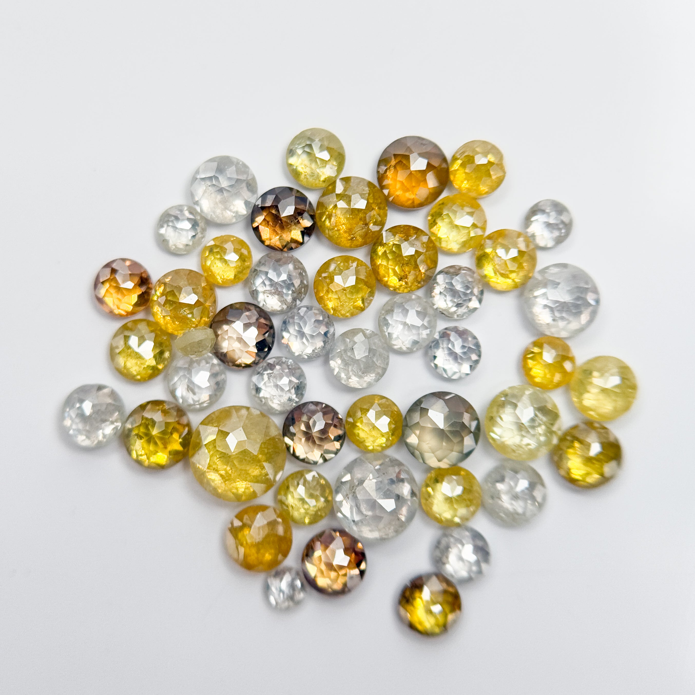 2-3 MM Round Rose Cut White & Yellow Natural Fancy Diamond