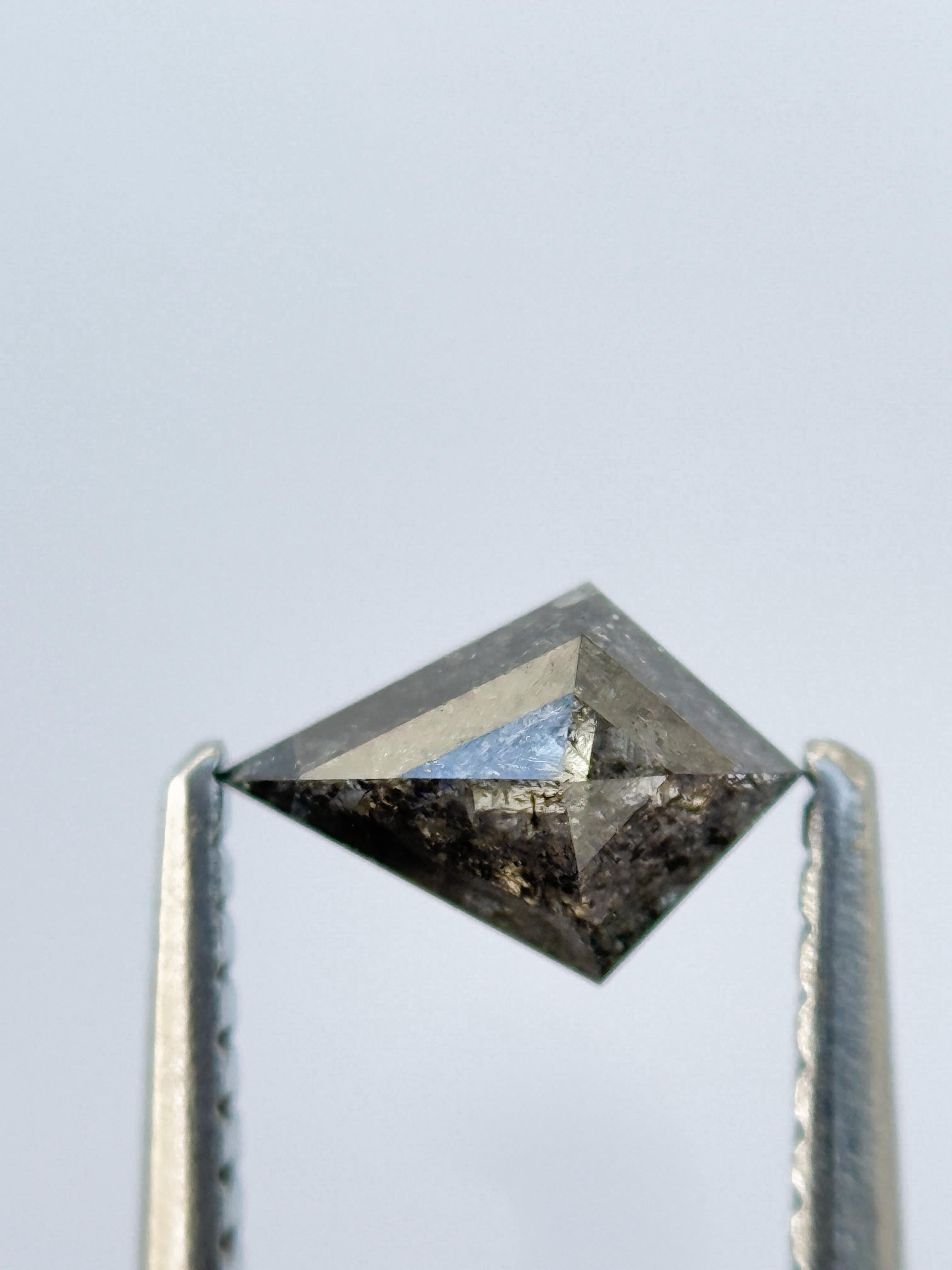 0.50 Ct Kite Rose Cut Grey Natural Salt and Pepper Diamond