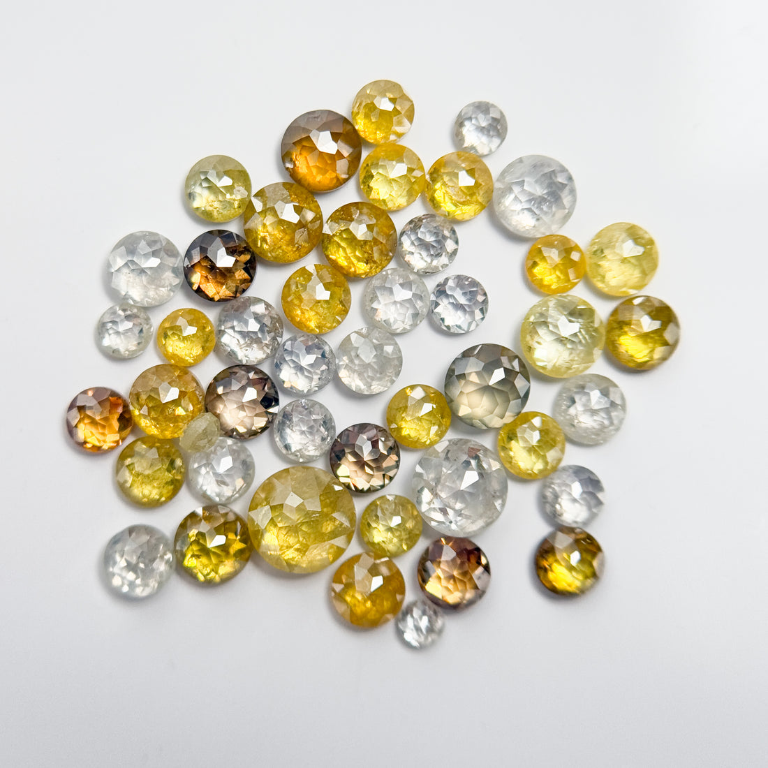 2 to 3 MM Round Rose Cut White and Yellow Natural Fancy Diamond