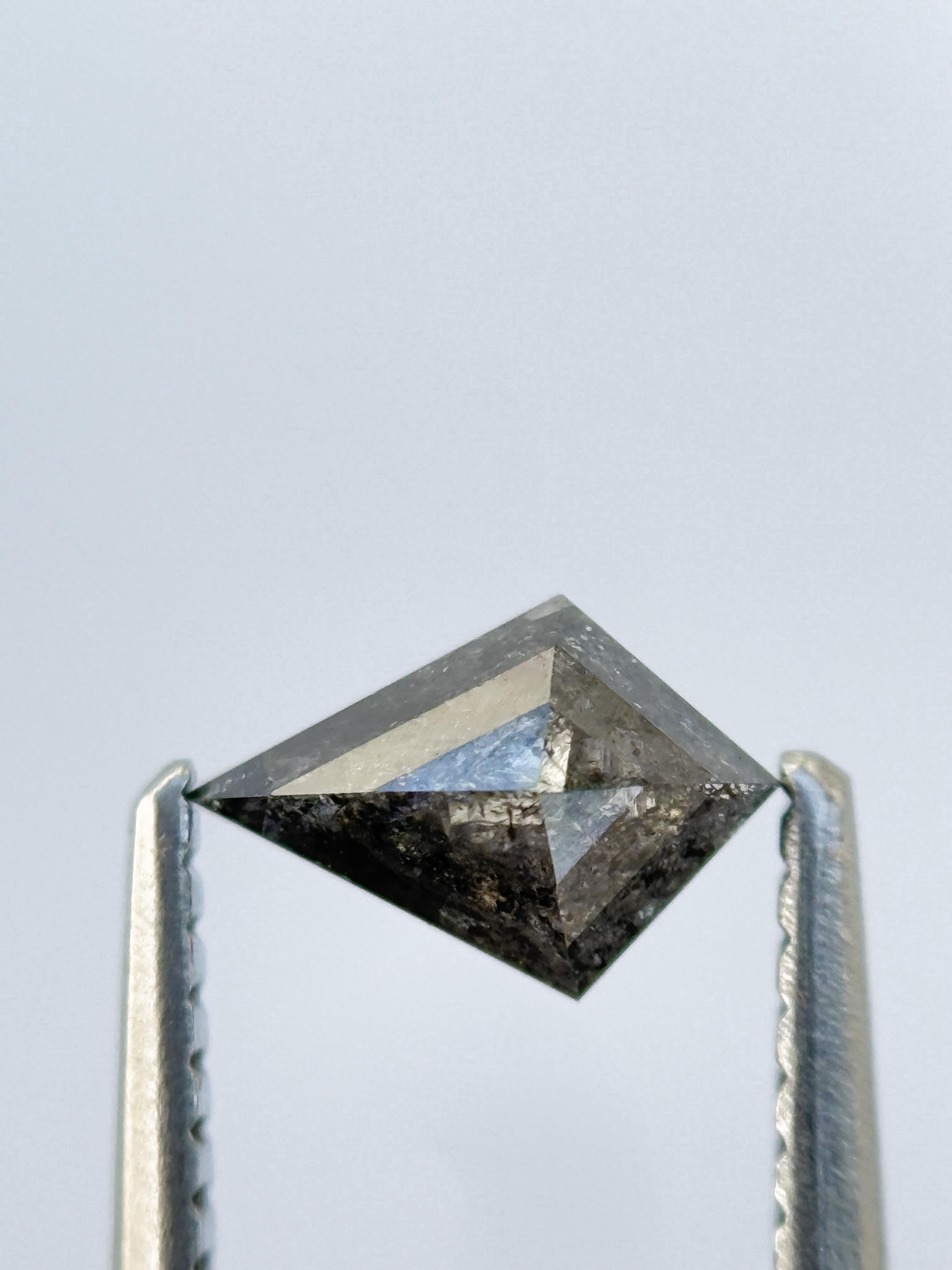 0.50 Ct Kite Rose Cut Grey Natural Salt and Pepper Diamond
