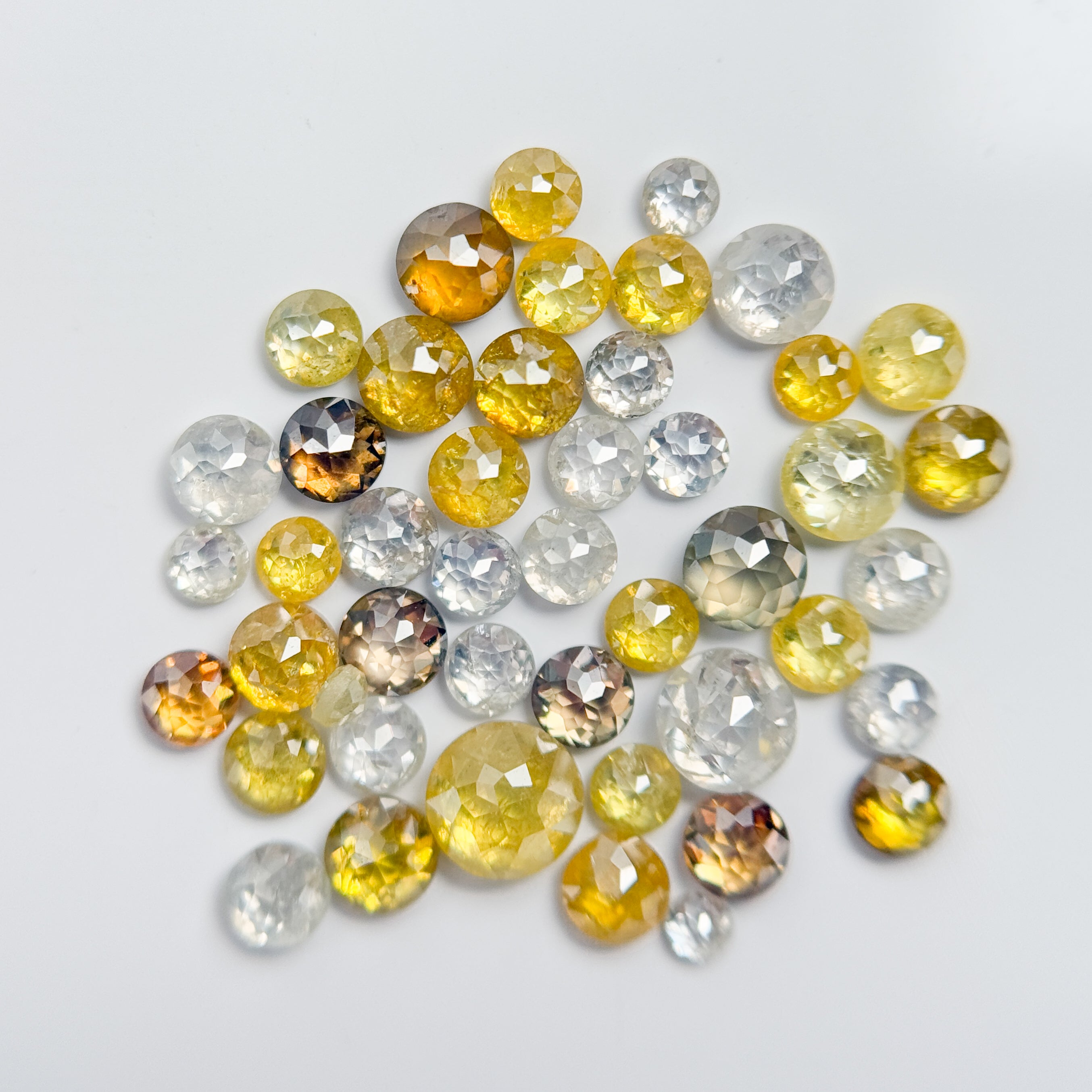 2-3 MM Round Rose Cut White & Yellow Natural Fancy Diamond