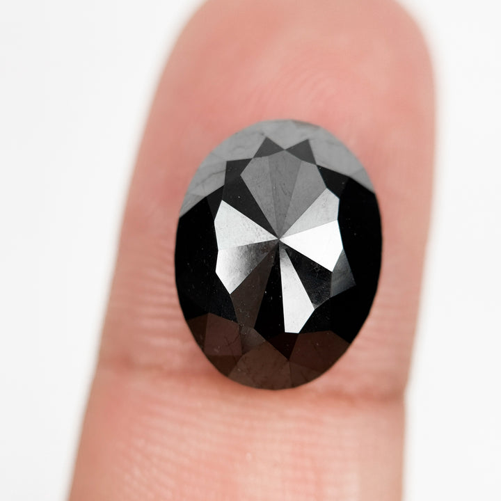 7.19 Ct Oval Rose Cut Black Natural Salt and Pepper Diamond