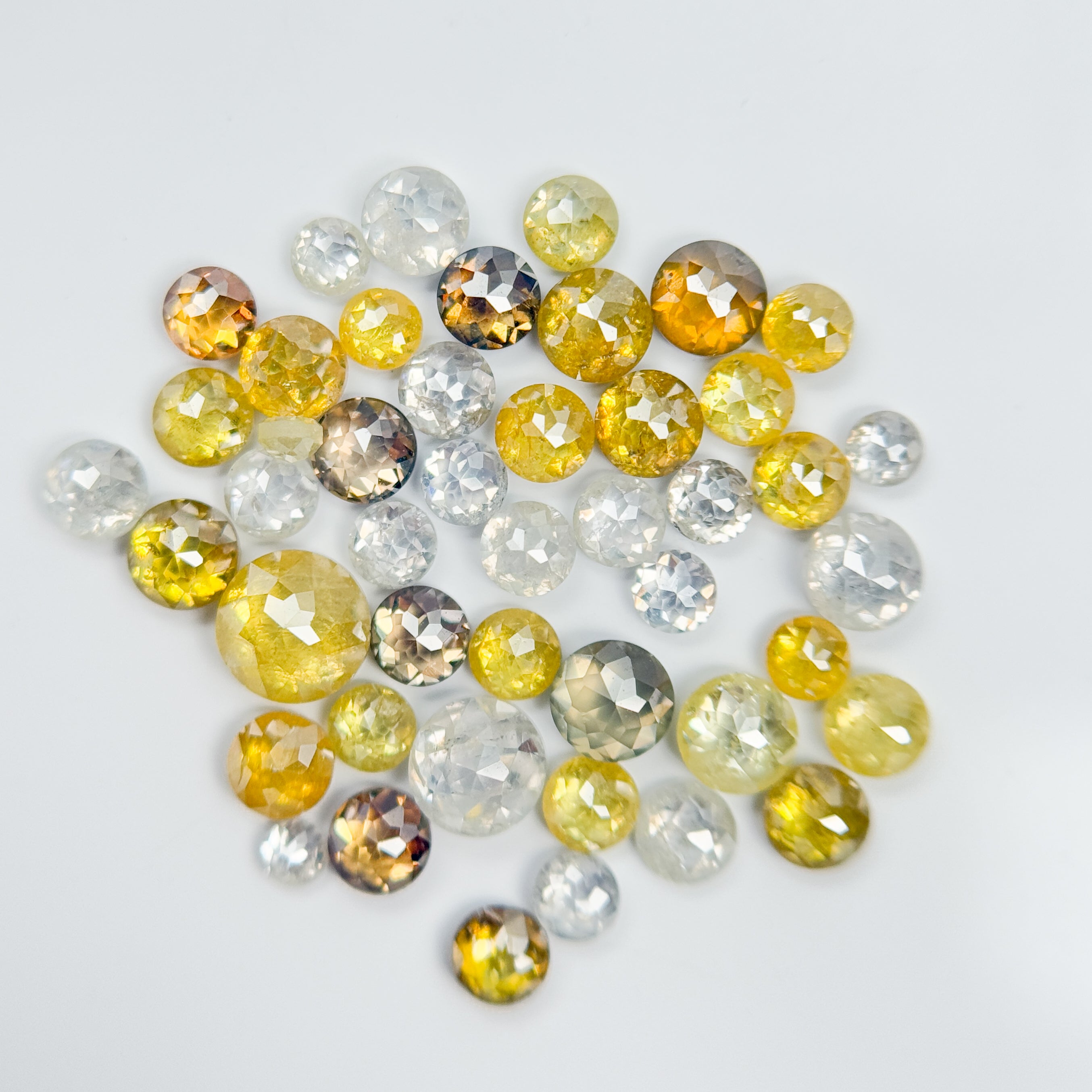 2-3 MM Round Rose Cut White & Yellow Natural Fancy Diamond