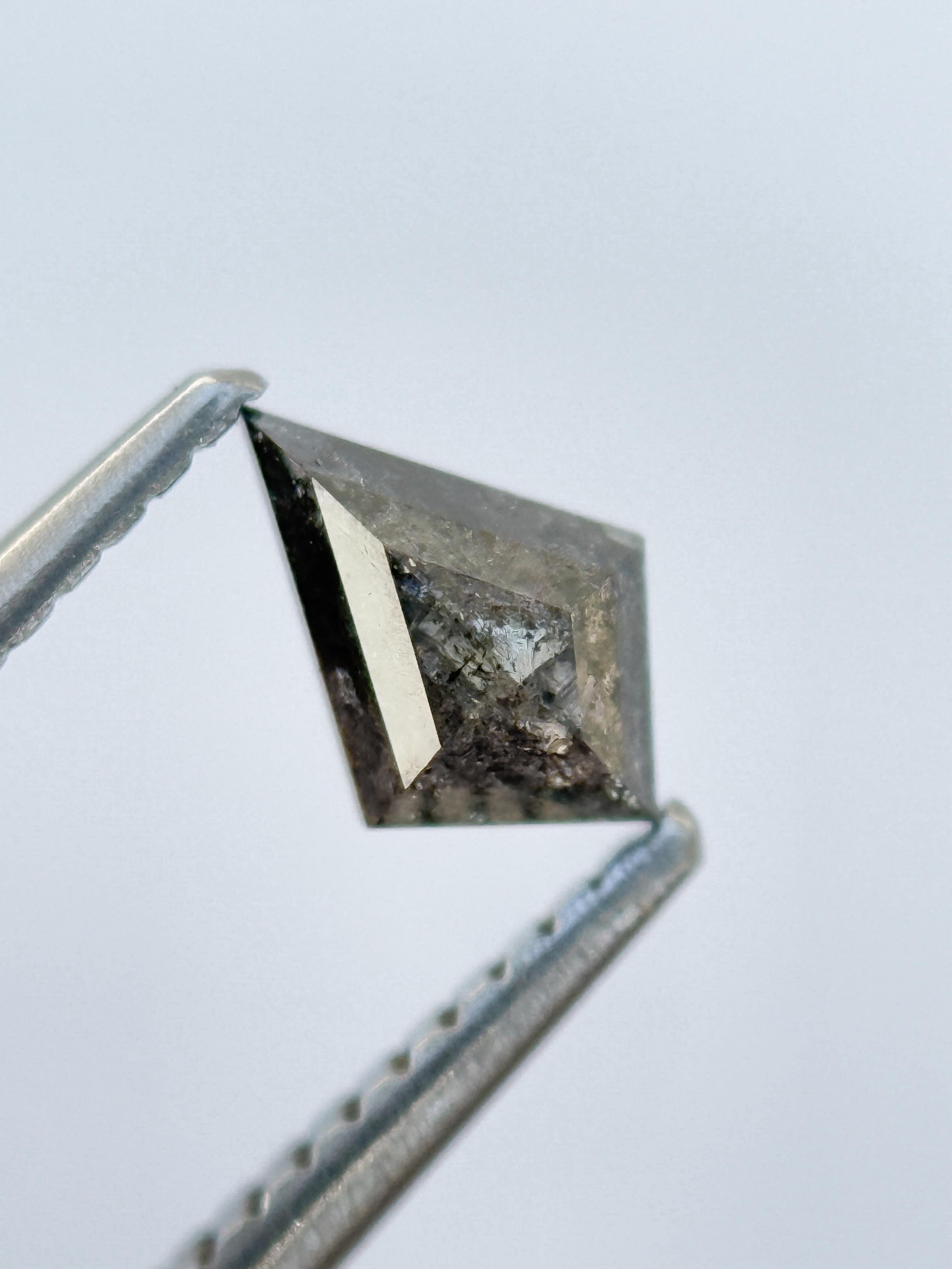 0.50 Ct Kite Rose Cut Grey Natural Salt and Pepper Diamond