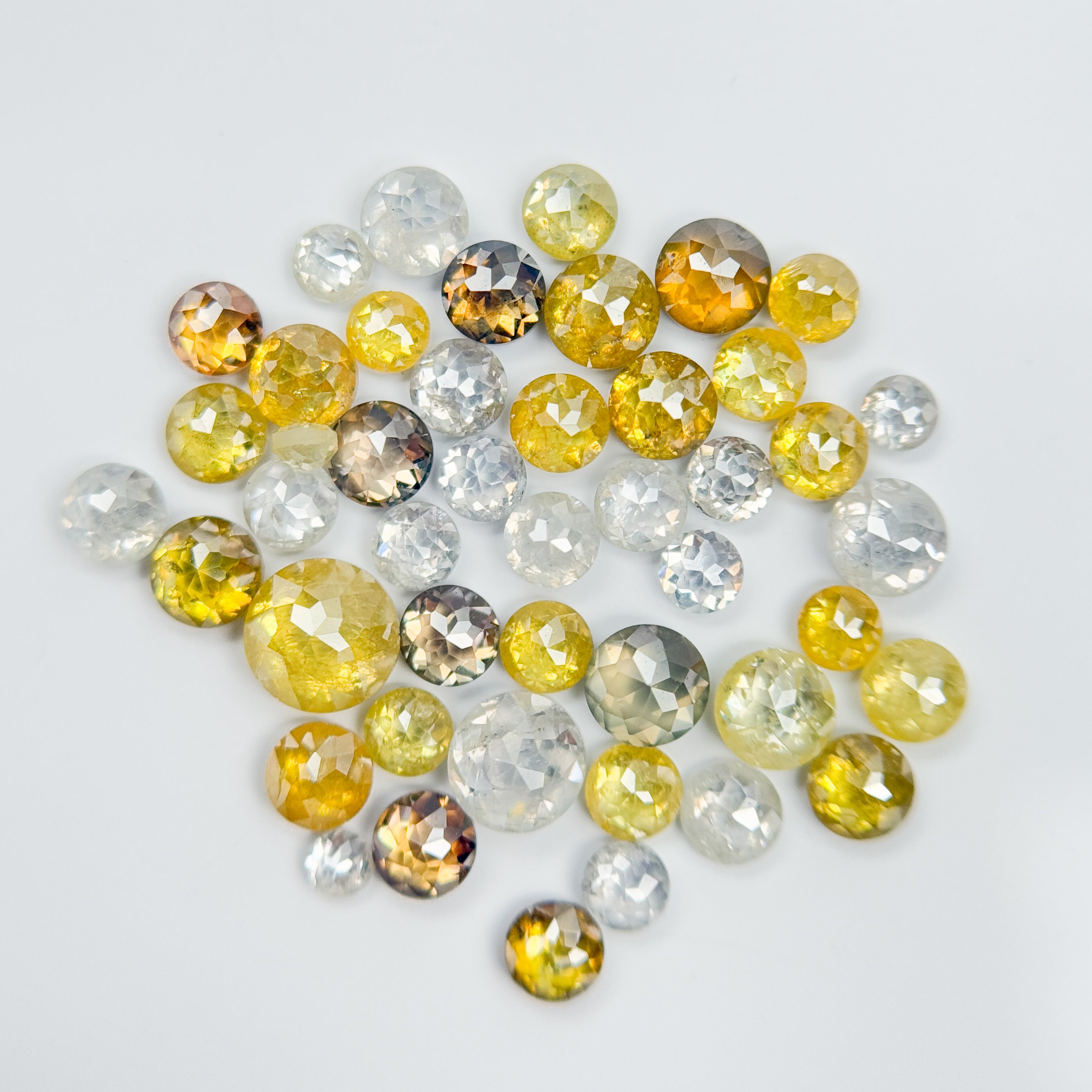 2-3 MM Round Rose Cut White & Yellow Natural Fancy Diamond