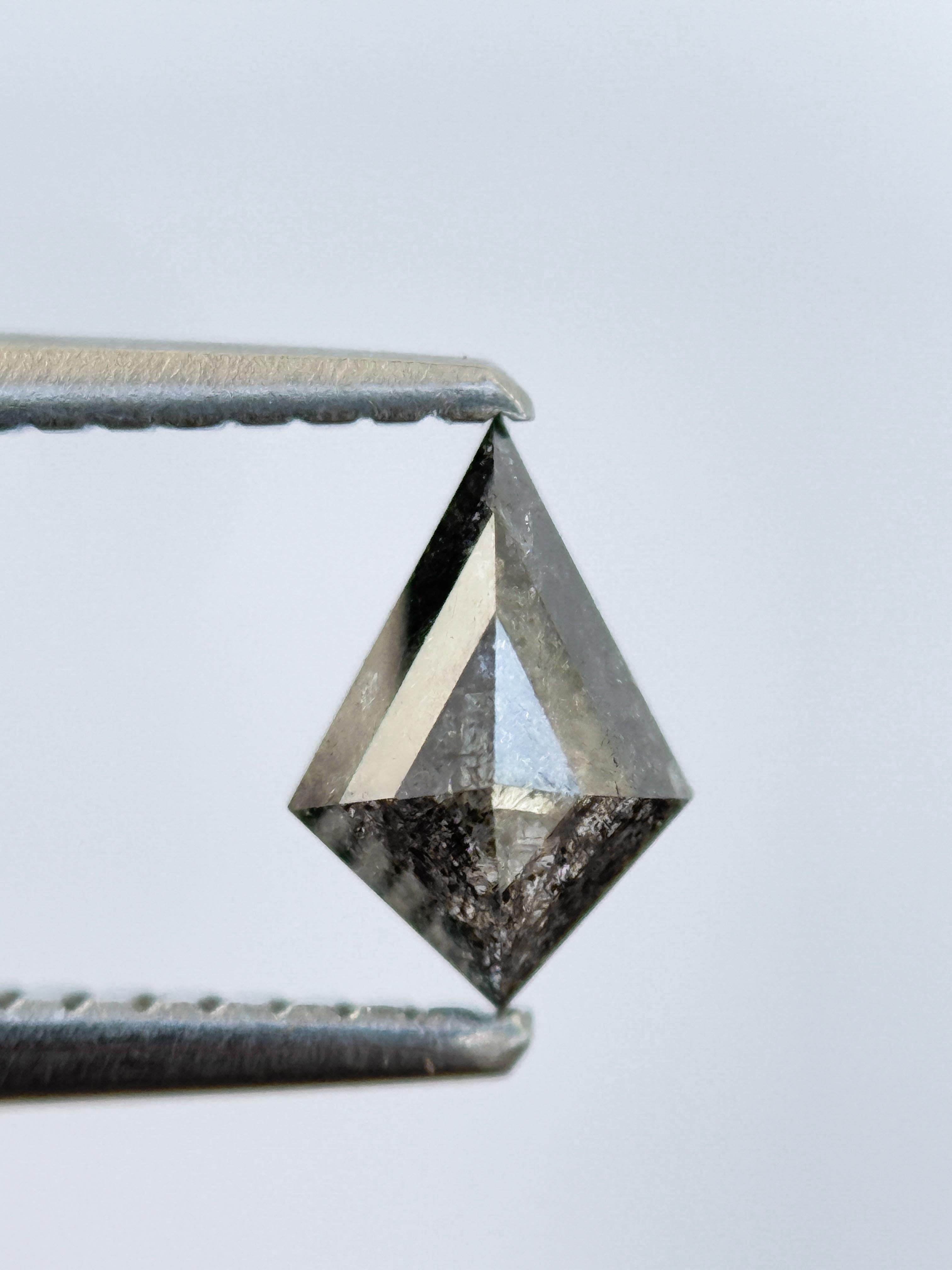 0.50 Ct Kite Rose Cut Grey Natural Salt and Pepper Diamond
