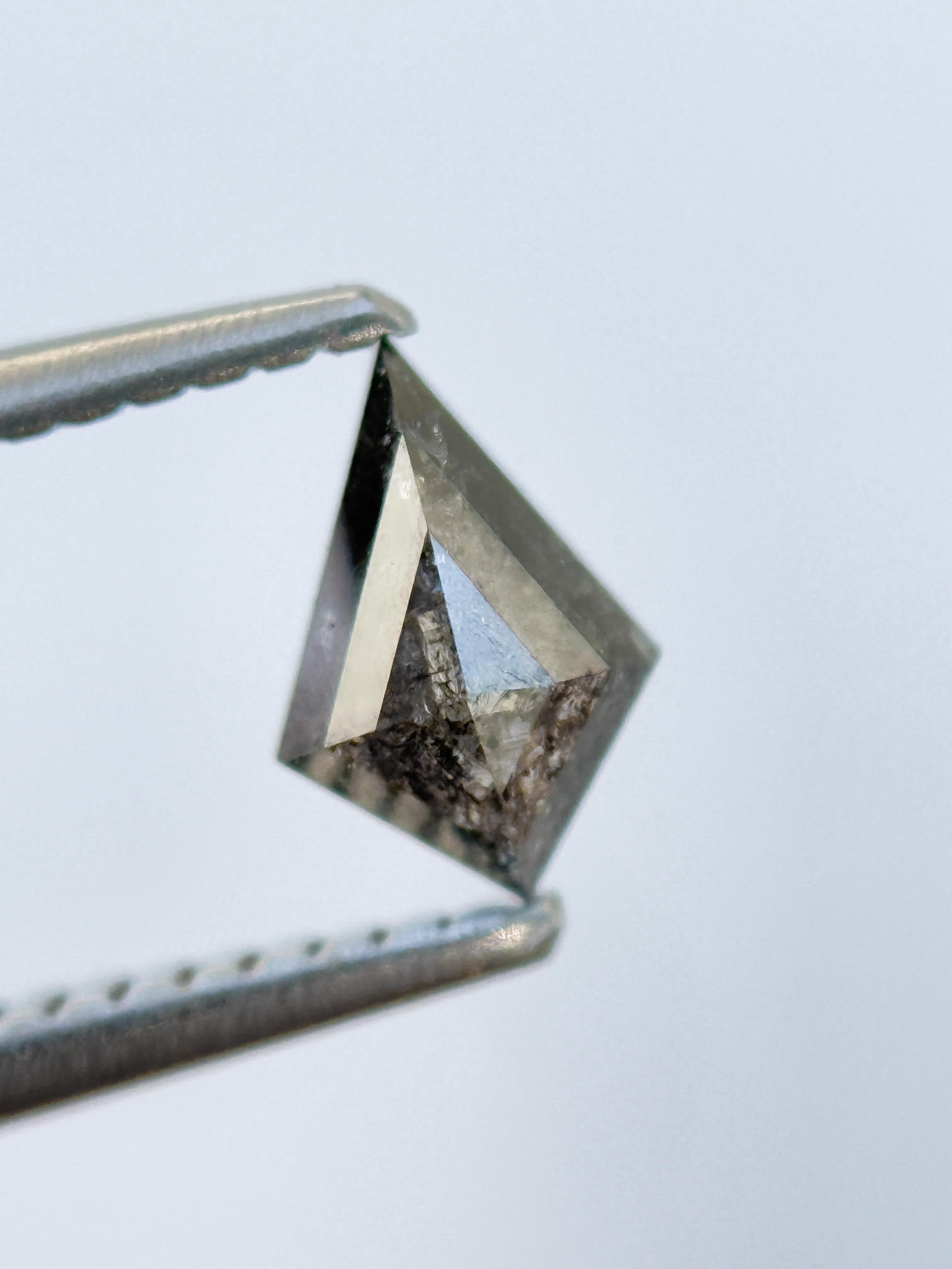 0.50 Ct Kite Rose Cut Grey Natural Salt and Pepper Diamond