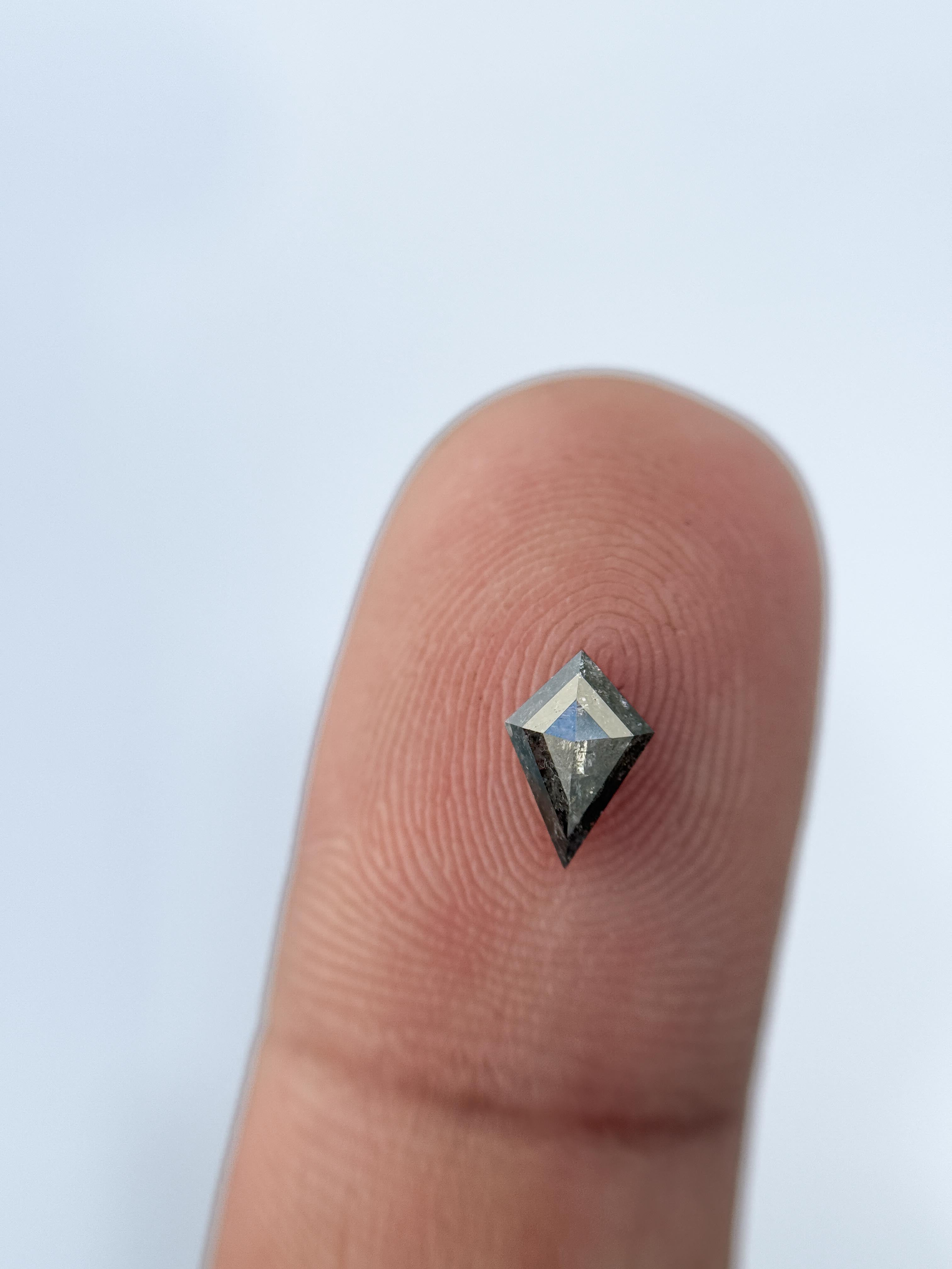 0.50 Ct Kite Rose Cut Grey Natural Salt and Pepper Diamond