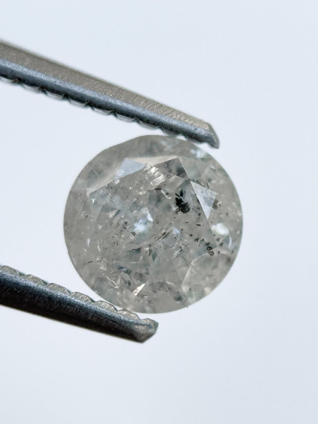 0.79 Ct Round Rose Cut Grey Natural Salt and Pepper Diamond