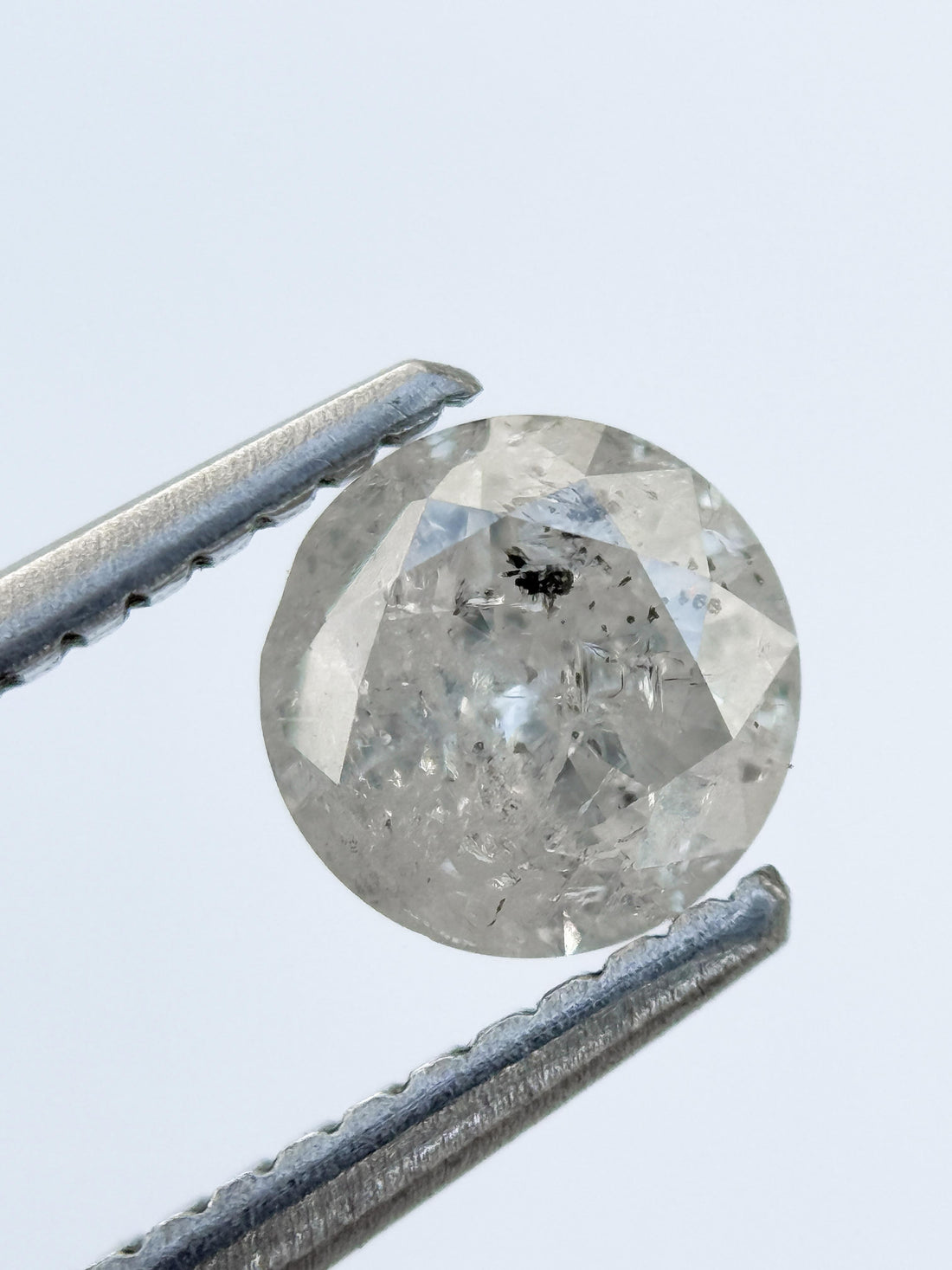 0.79 Ct Round Rose Cut Grey Natural Salt and Pepper Diamond