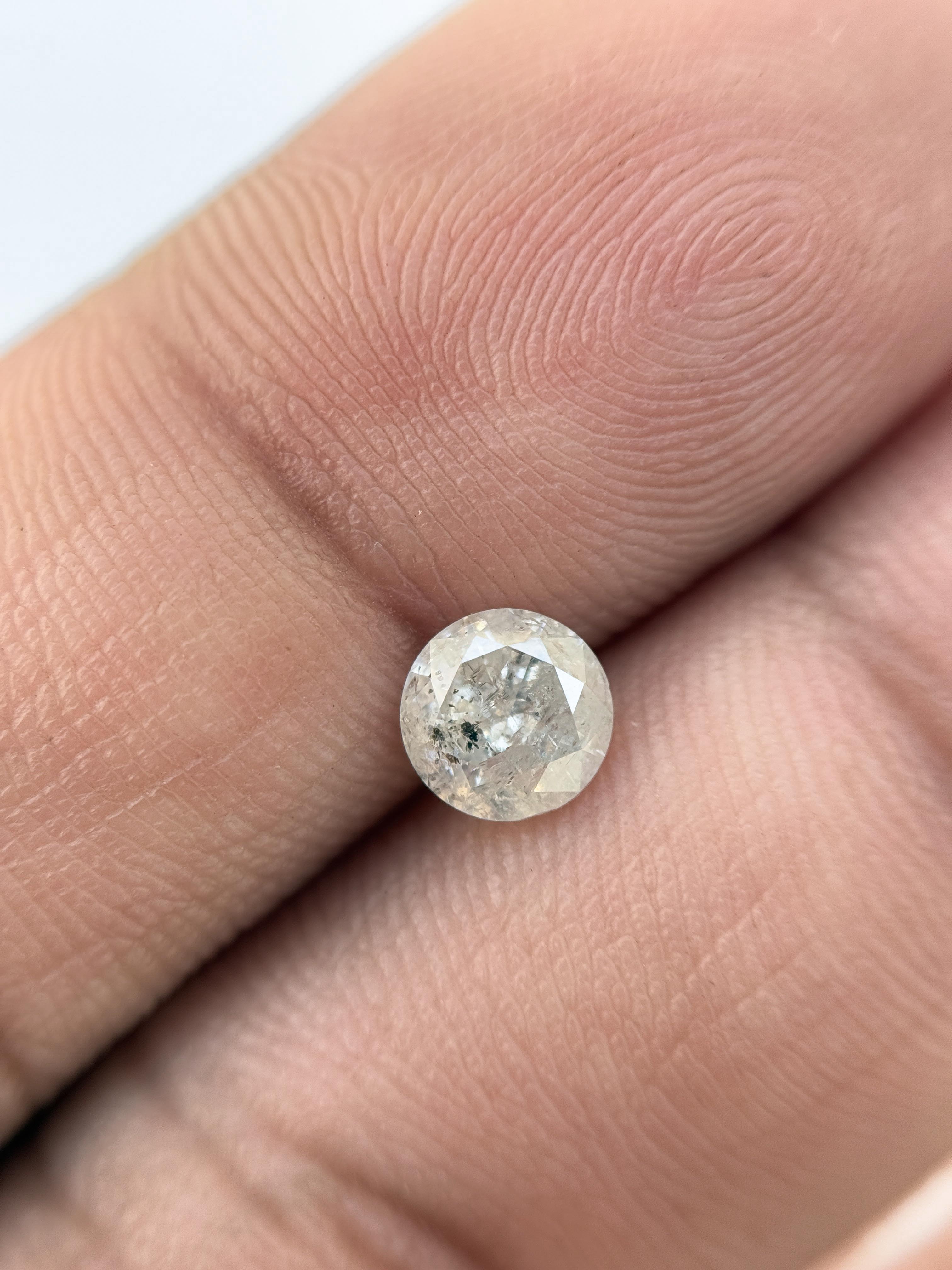 0.79 Ct Round Rose Cut Grey Natural Salt and Pepper Diamond