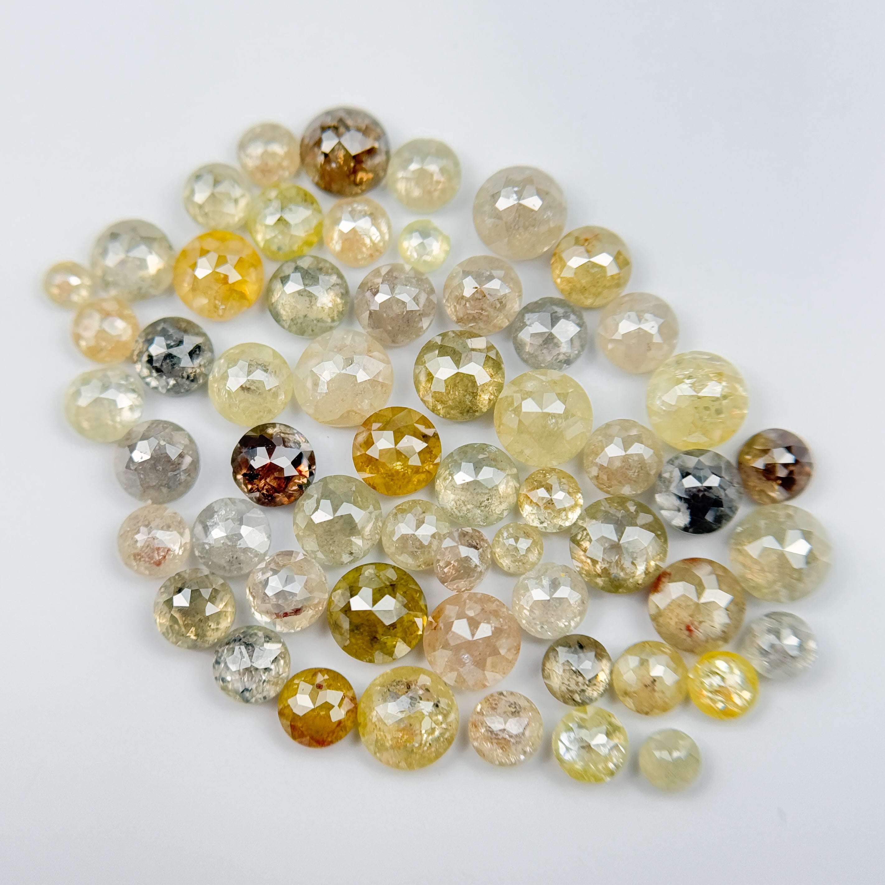 9 Ct Round Rose Cut Yellow and Orange Natural Fancy Diamond