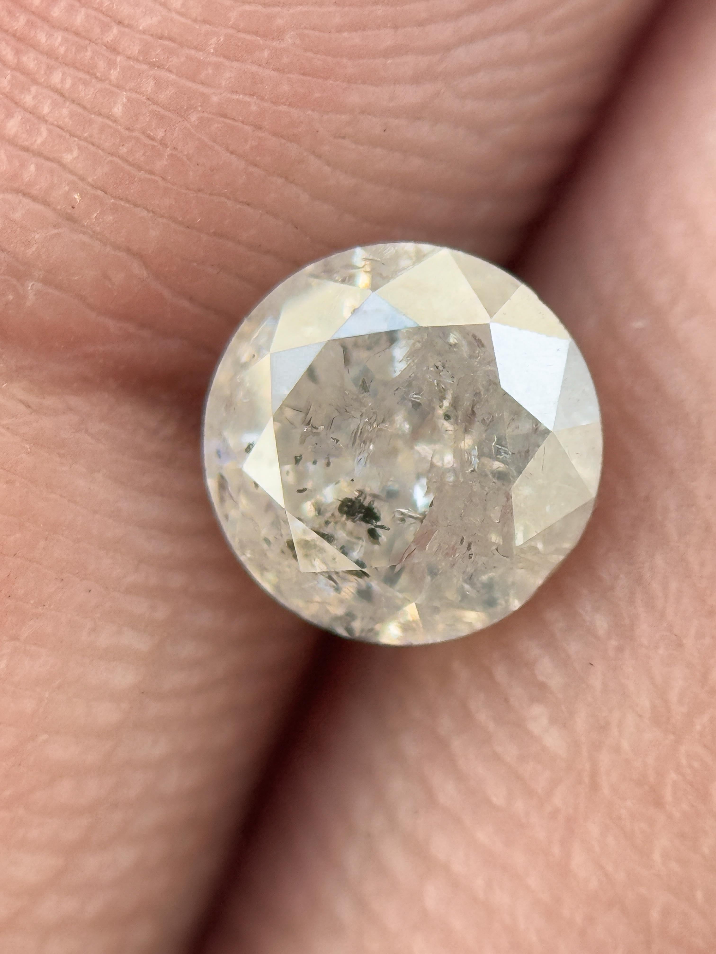 0.79 Ct Round Rose Cut Grey Natural Salt and Pepper Diamond