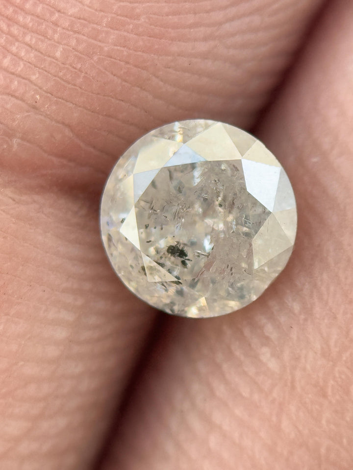 0.79 Ct Round Rose Cut Grey Natural Salt and Pepper Diamond