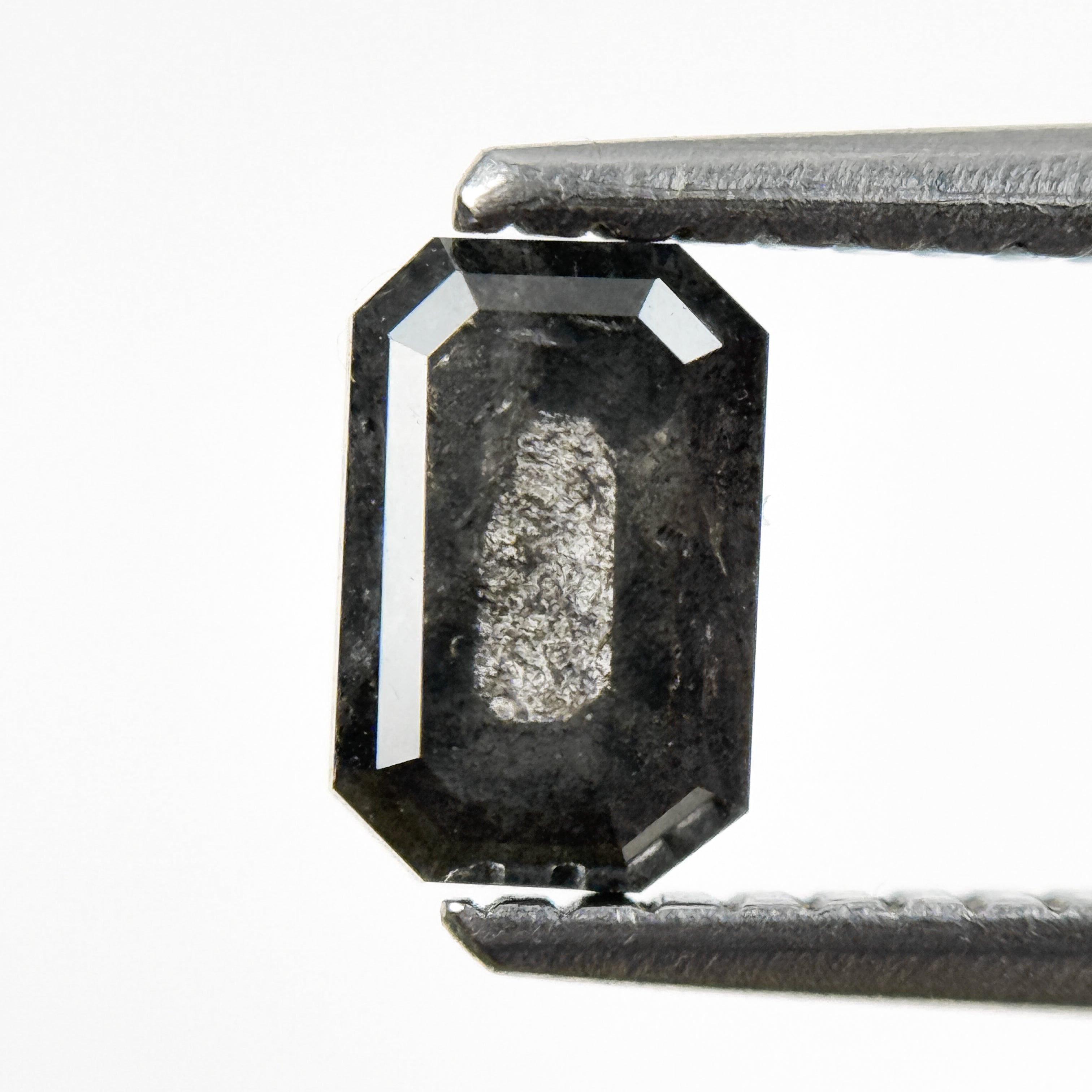 0.76 Ct Emerald Rose Cut Grey Natural Salt and Pepper Diamond