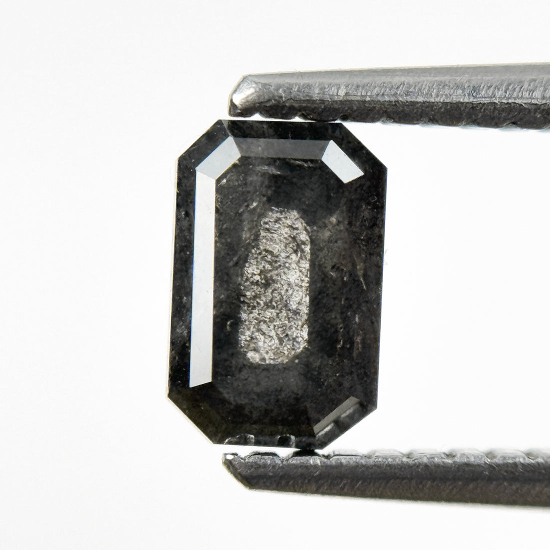 0.76 Ct Emerald Rose Cut Grey Natural Salt and Pepper Diamond