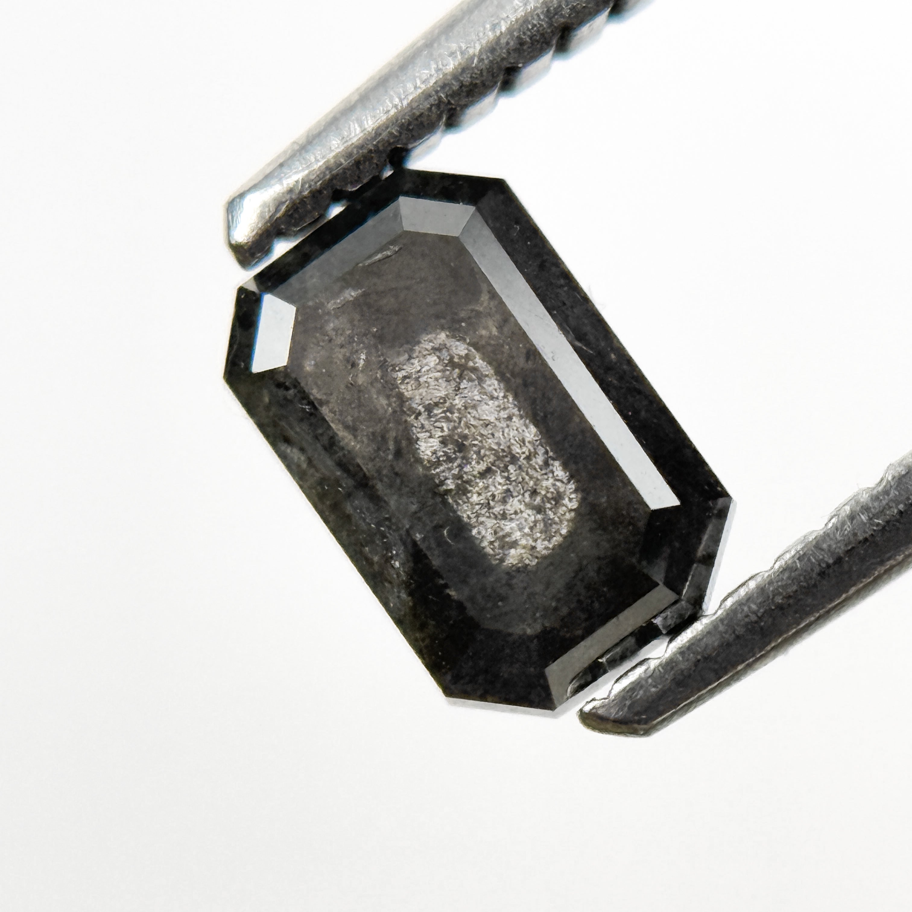 0.76 Ct Emerald Rose Cut Grey Natural Salt and Pepper Diamond