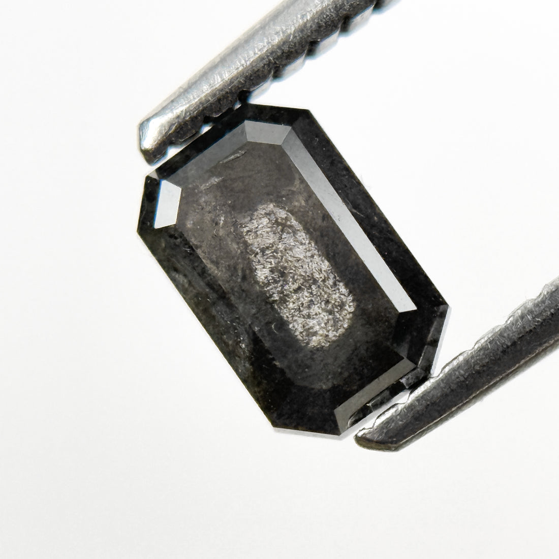 0.76 Ct Emerald Rose Cut Grey Natural Salt and Pepper Diamond