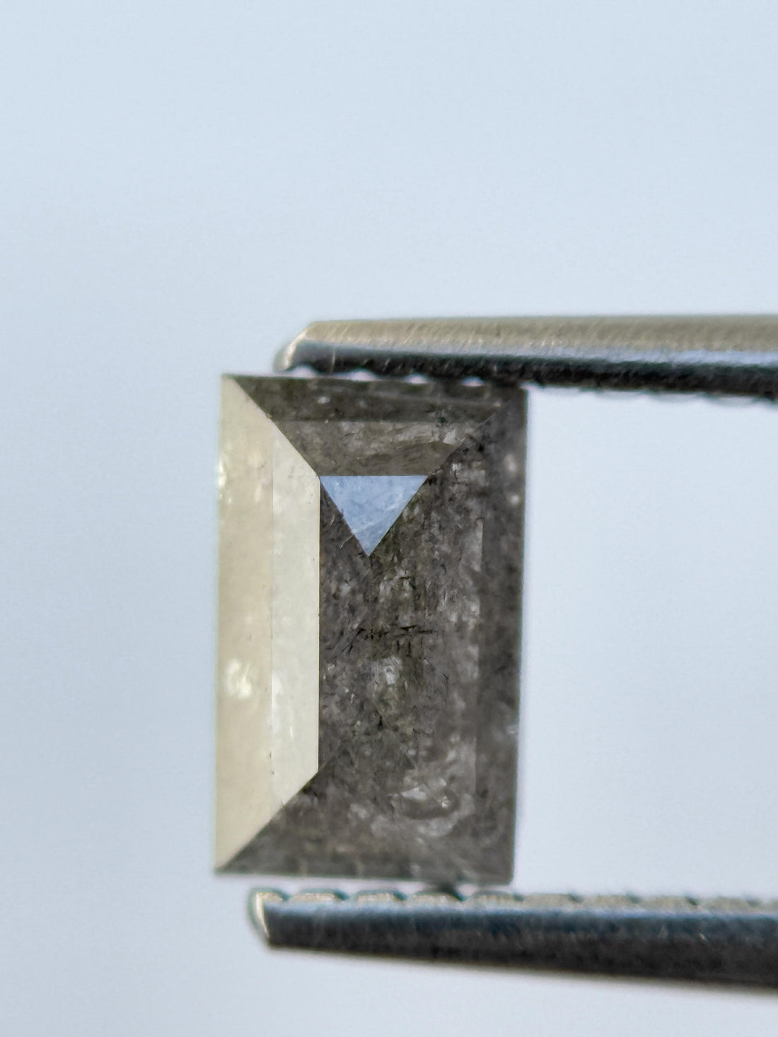 0.83 Ct Baguette Rose Cut Grey Natural Salt and Pepper Diamond