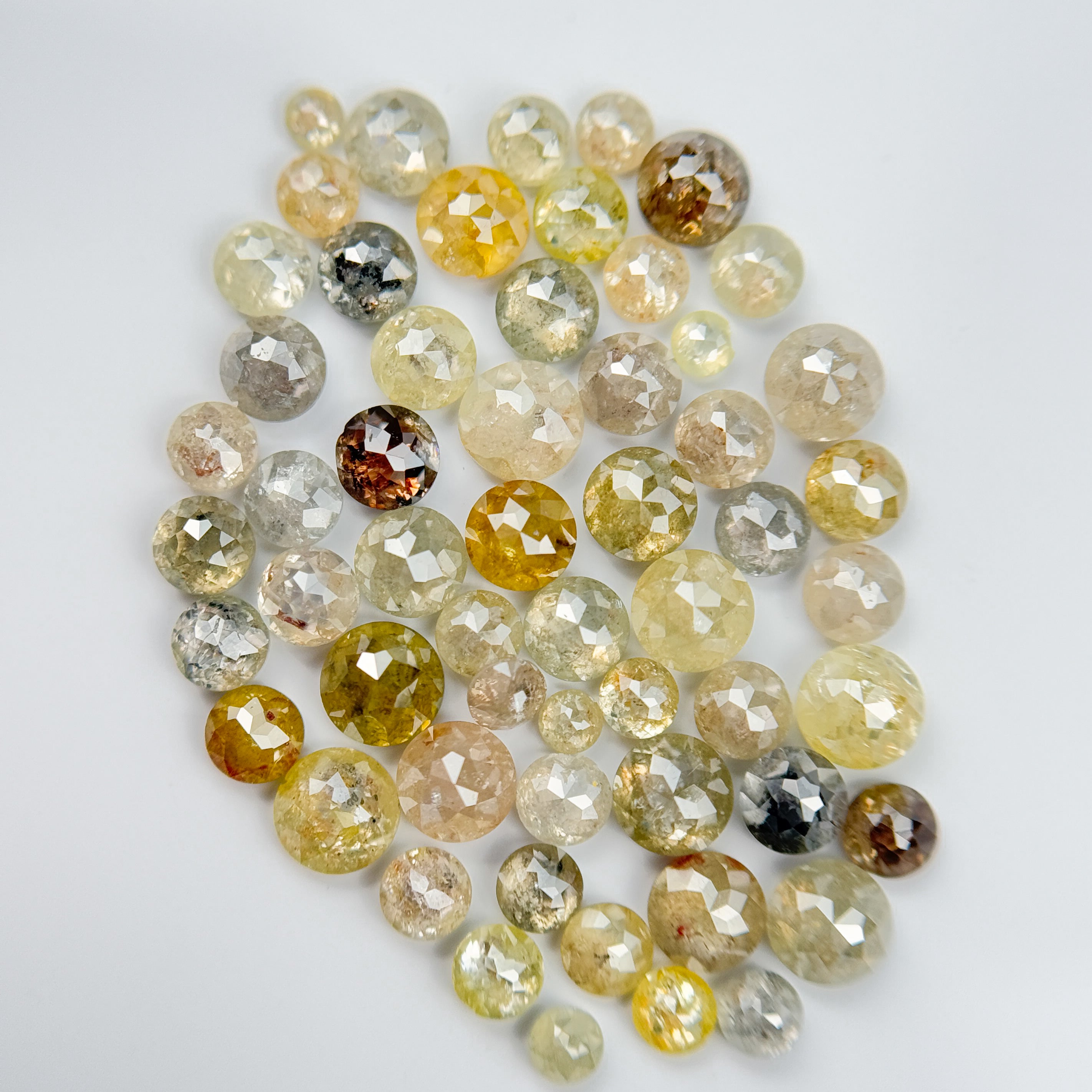 9 Ct Round Rose Cut Yellow and Orange Natural Fancy Diamond