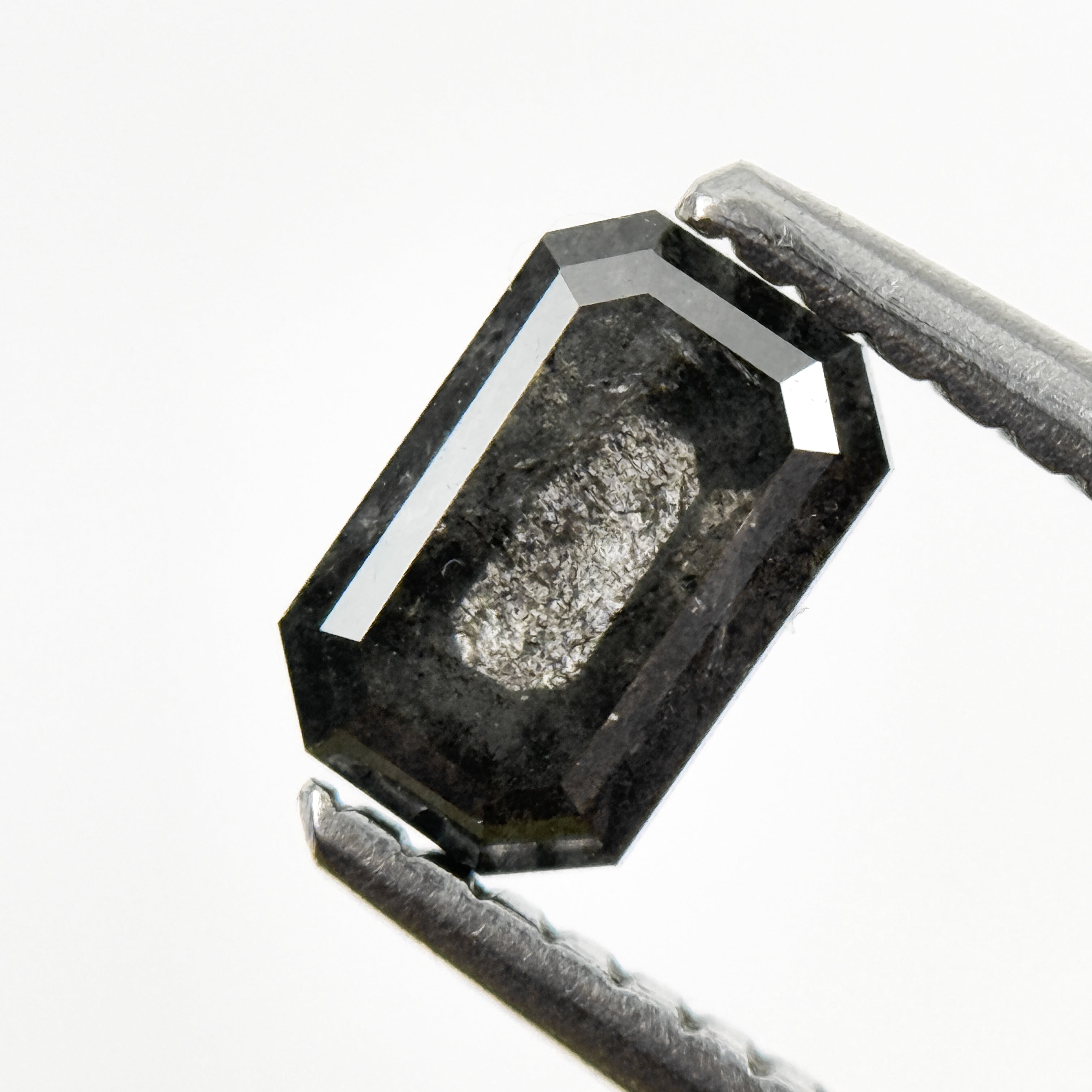 0.76 Ct Emerald Rose Cut Grey Natural Salt and Pepper Diamond