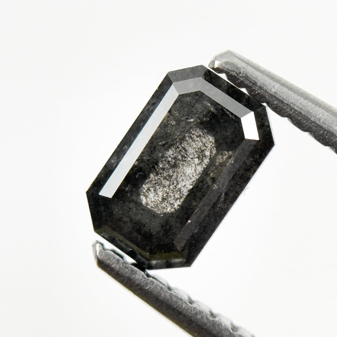 0.76 Ct Emerald Rose Cut Grey Natural Salt and Pepper Diamond
