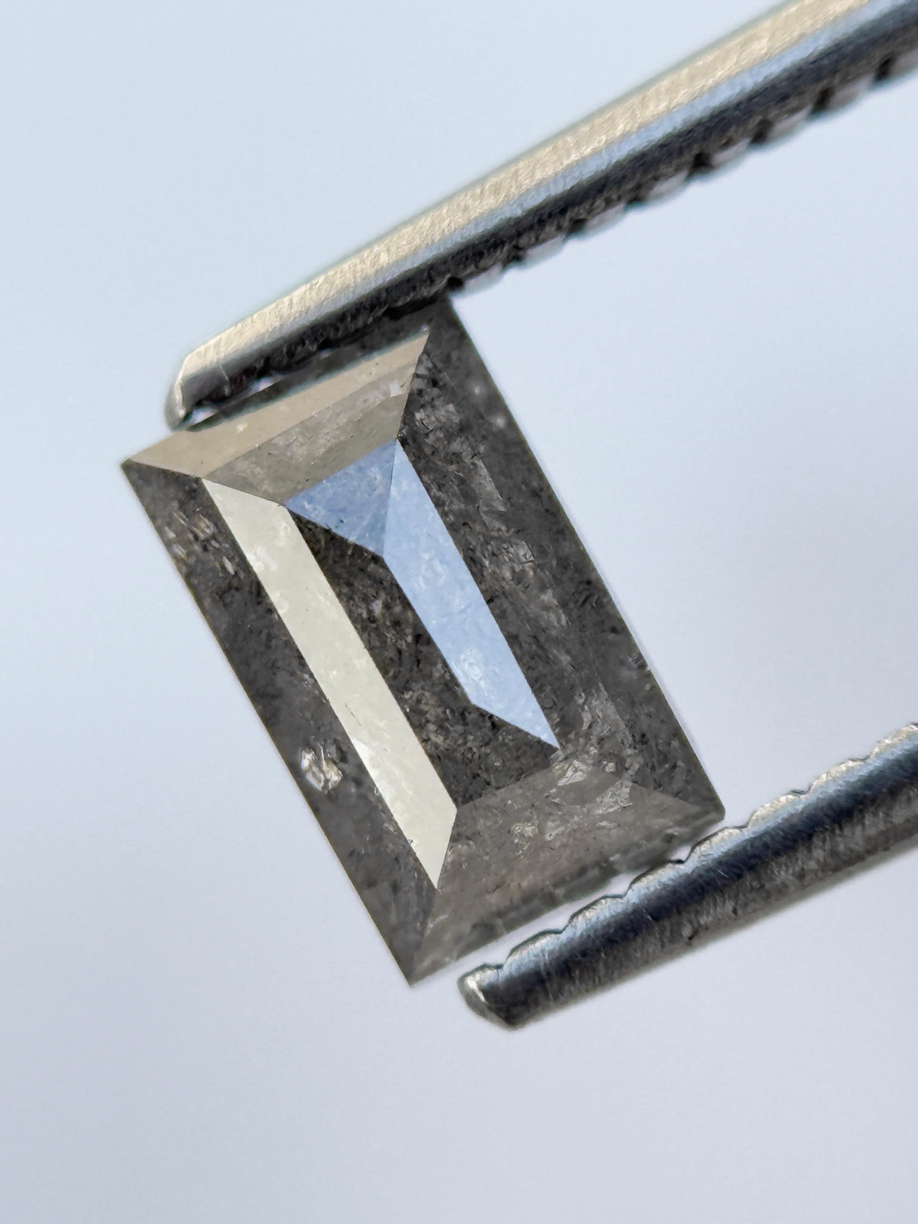 0.83 Ct Baguette Rose Cut Grey Natural Salt and Pepper Diamond