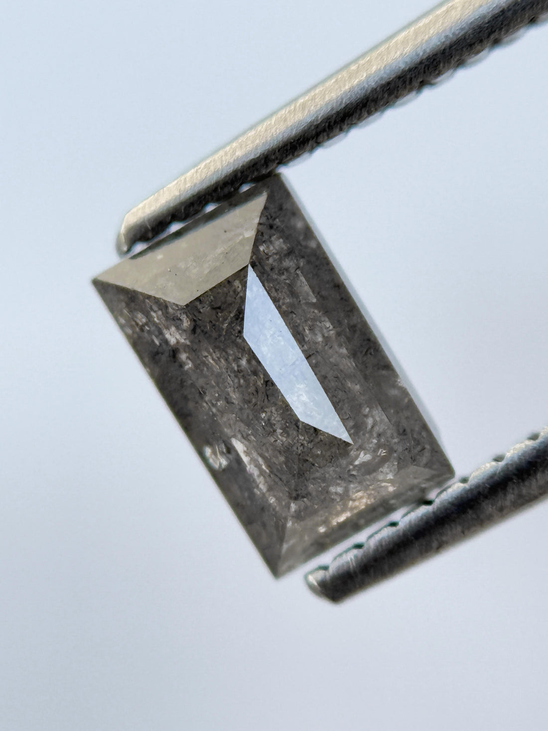 0.83 Ct Baguette Rose Cut Grey Natural Salt and Pepper Diamond