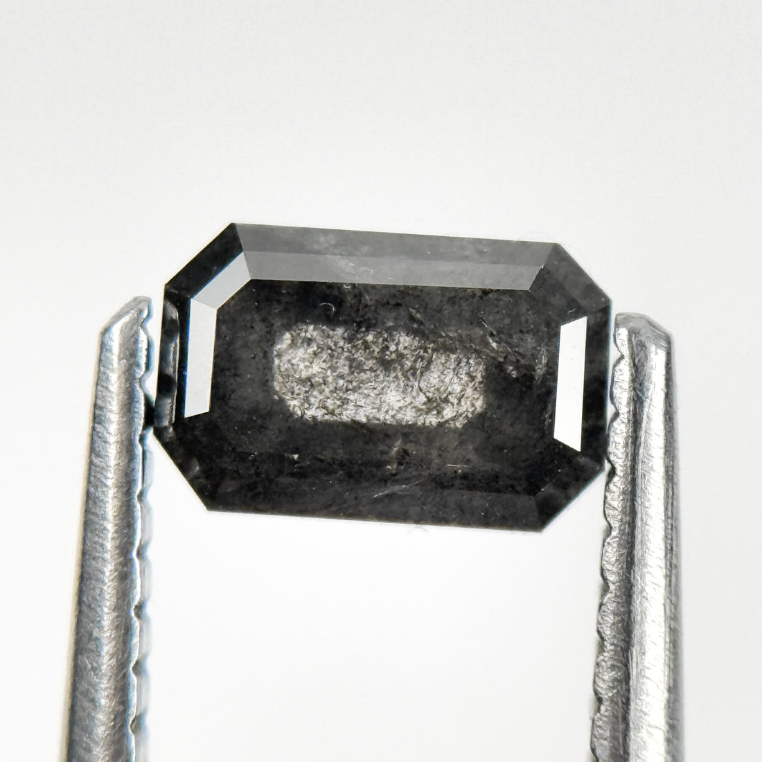 0.76 Ct Emerald Rose Cut Grey Natural Salt and Pepper Diamond