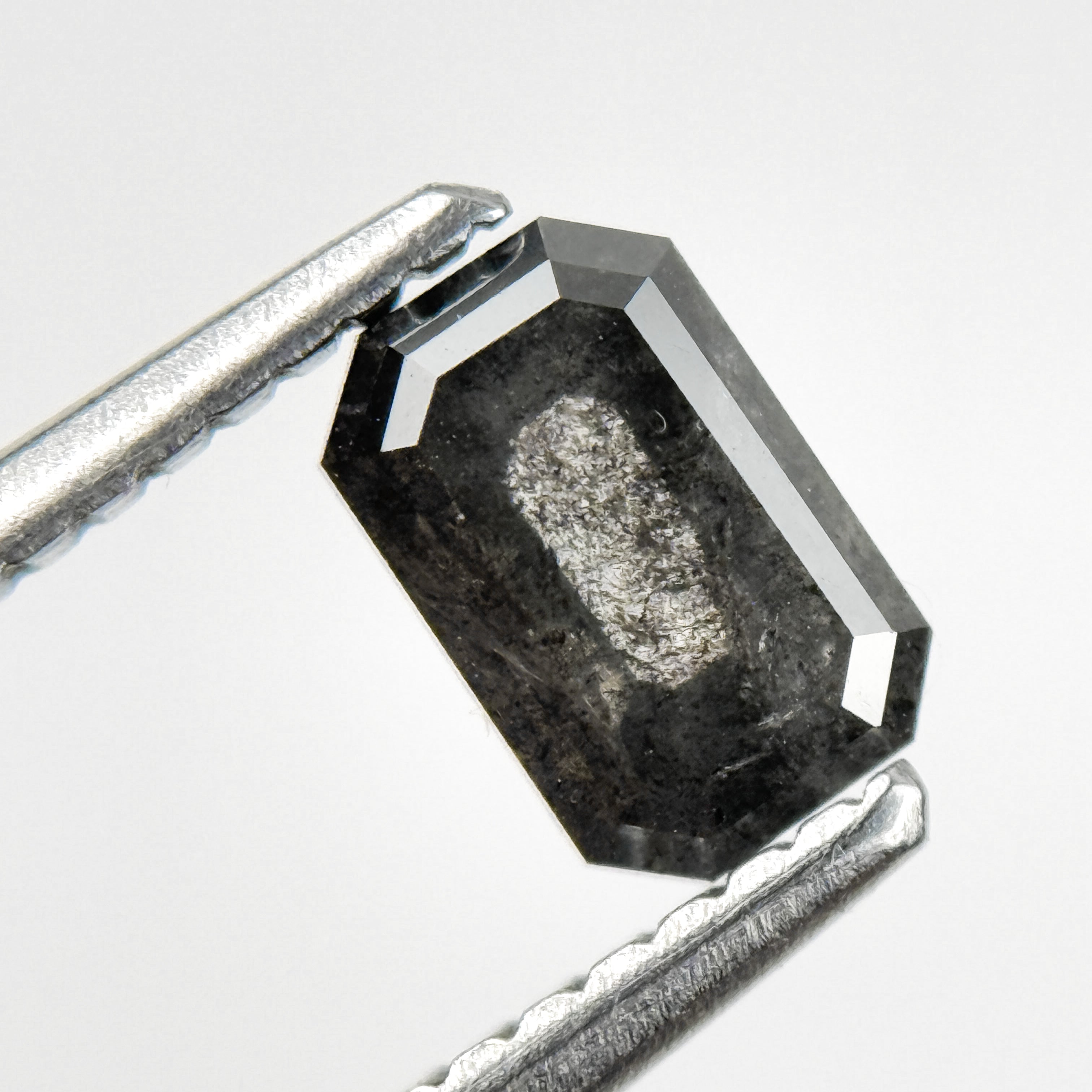 0.76 Ct Emerald Rose Cut Grey Natural Salt and Pepper Diamond