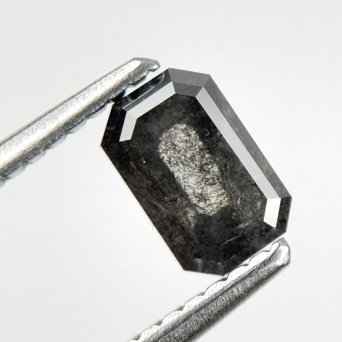 0.76 Ct Emerald Rose Cut Grey Natural Salt and Pepper Diamond