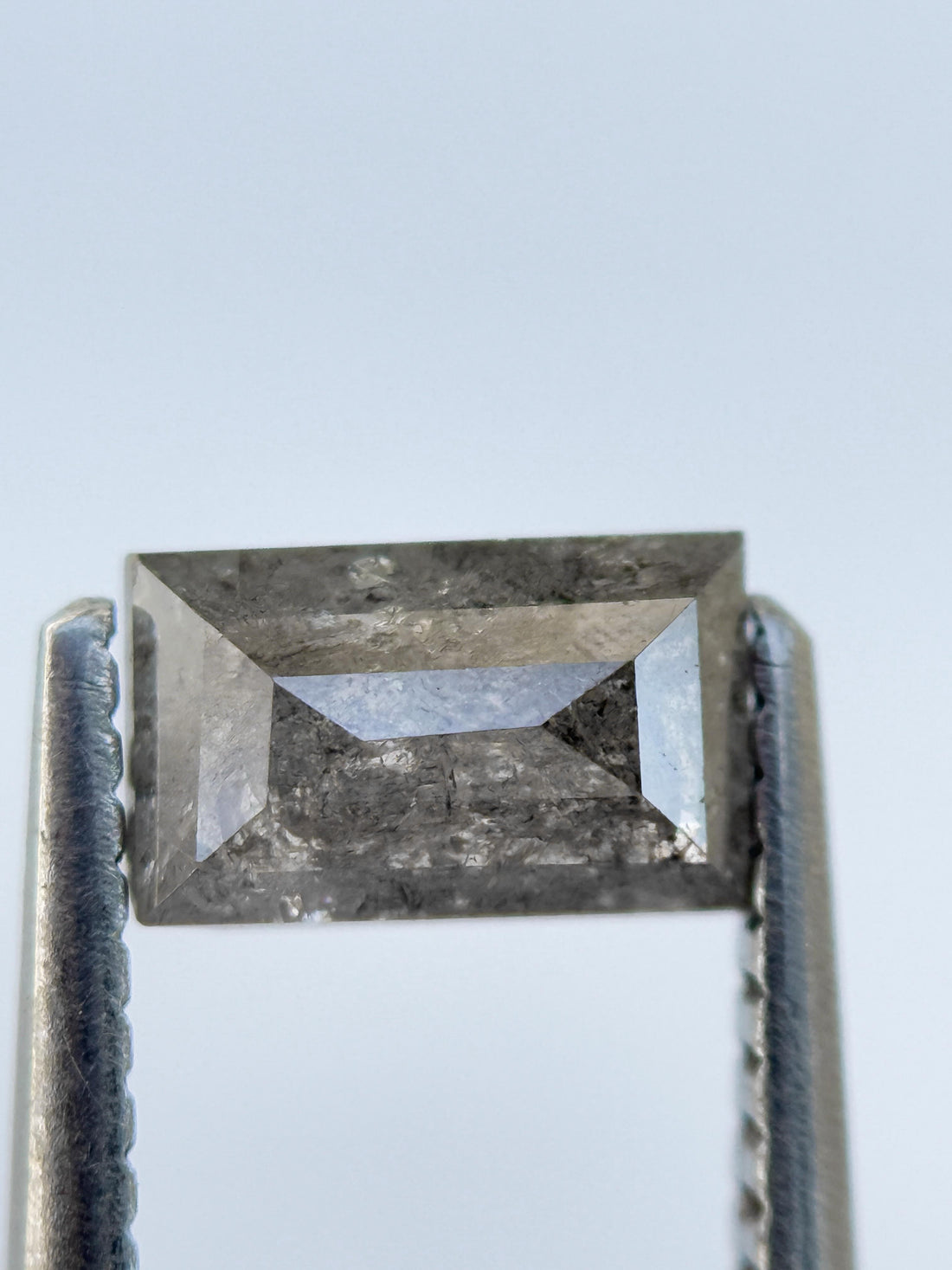 0.83 Ct Baguette Rose Cut Grey Natural Salt and Pepper Diamond
