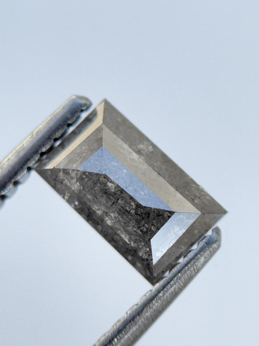 0.83 Ct Baguette Rose Cut Grey Natural Salt and Pepper Diamond