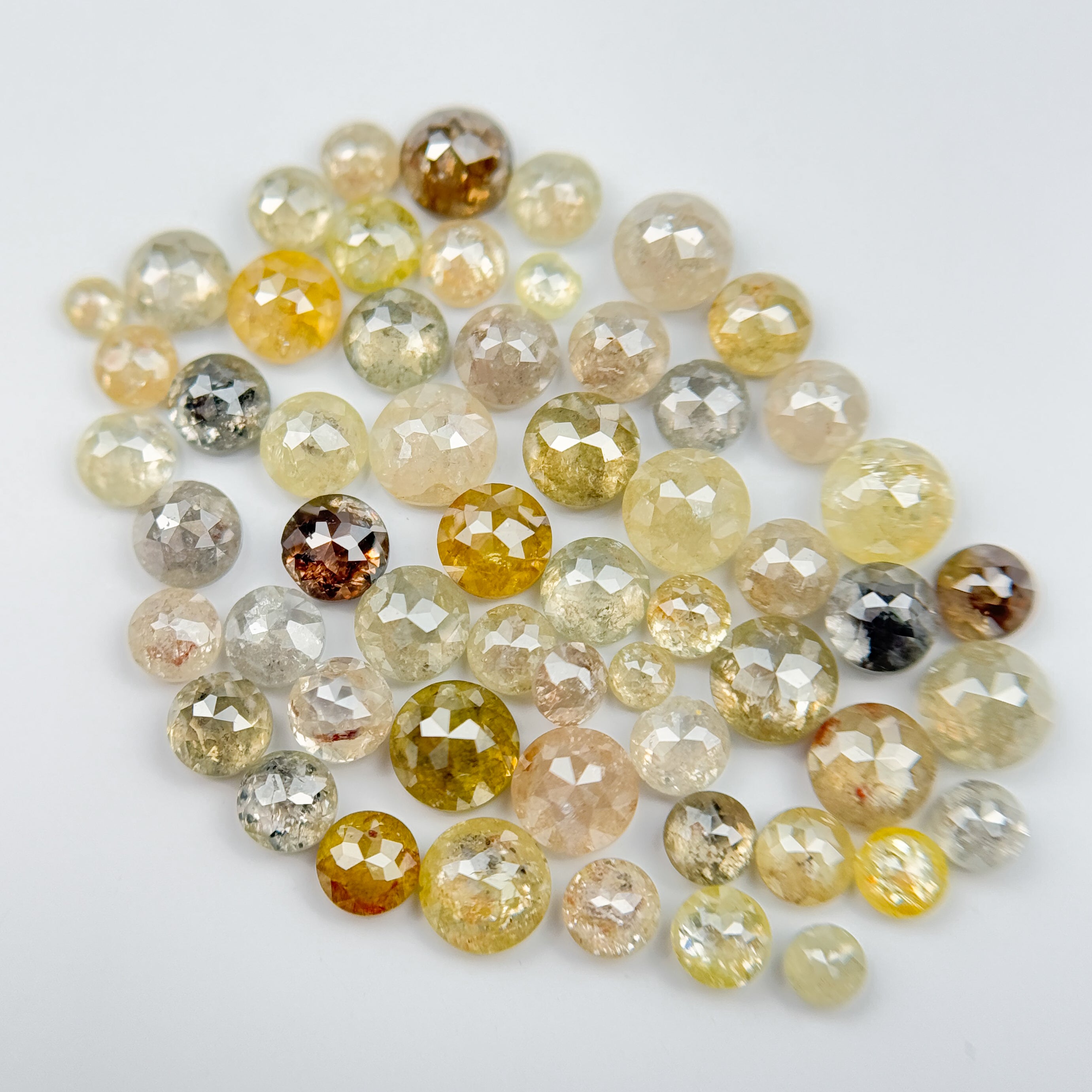 9 Ct Round Rose Cut Yellow and Orange Natural Fancy Diamond