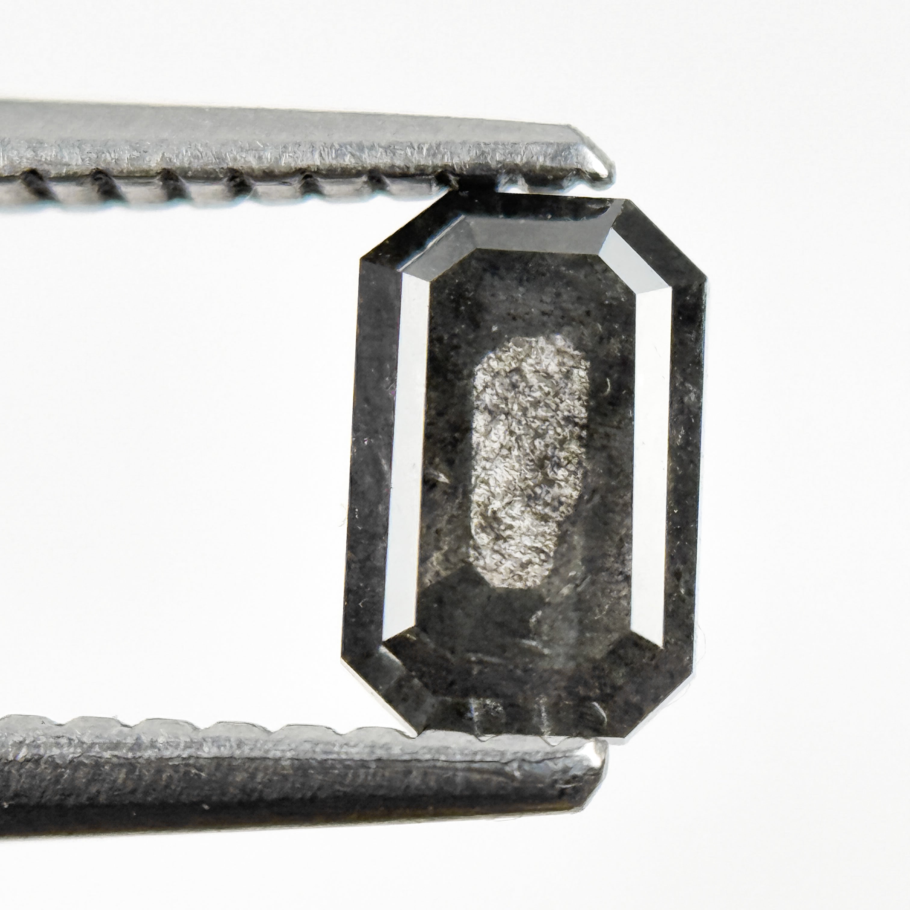 0.76 Ct Emerald Rose Cut Grey Natural Salt and Pepper Diamond