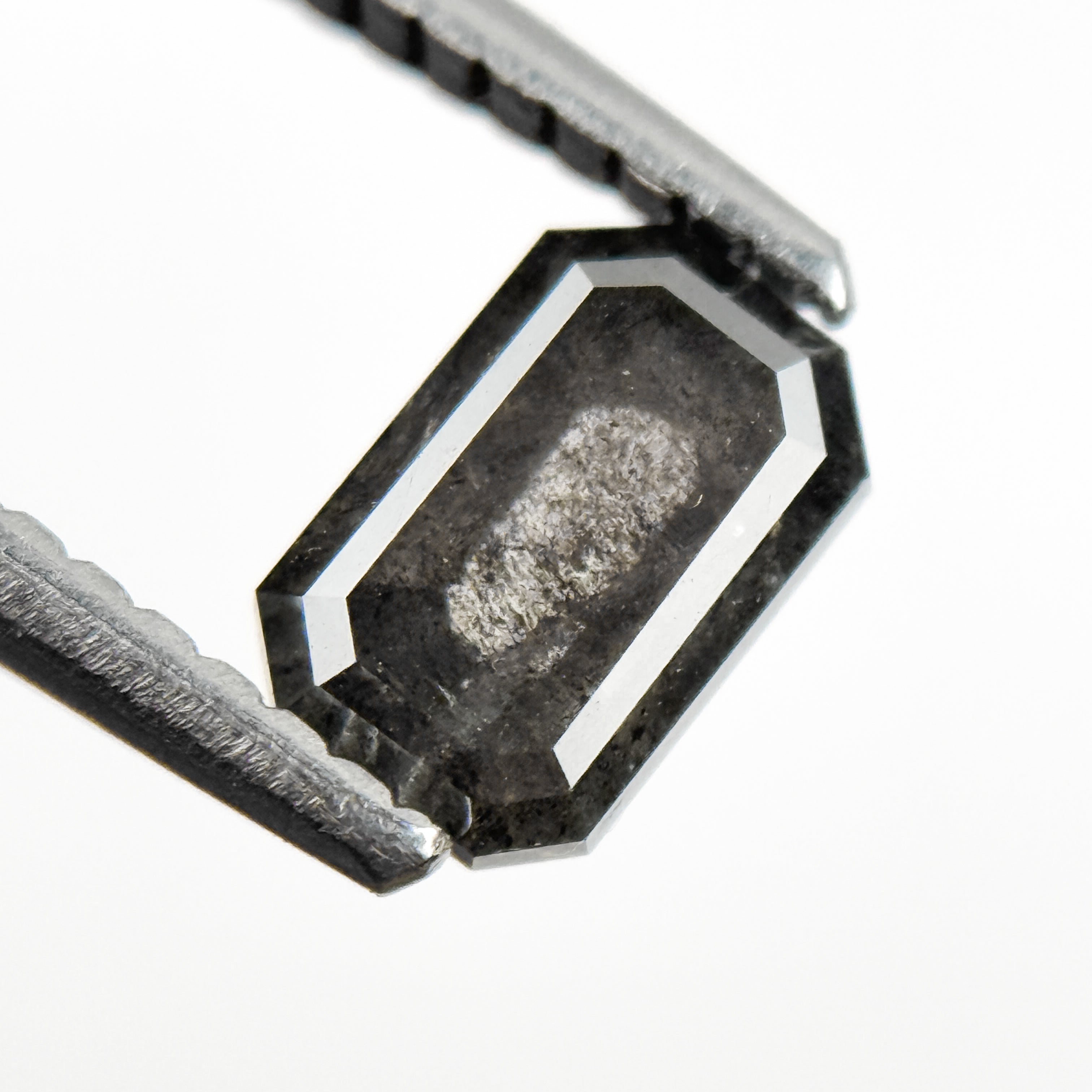 0.76 Ct Emerald Rose Cut Grey Natural Salt and Pepper Diamond