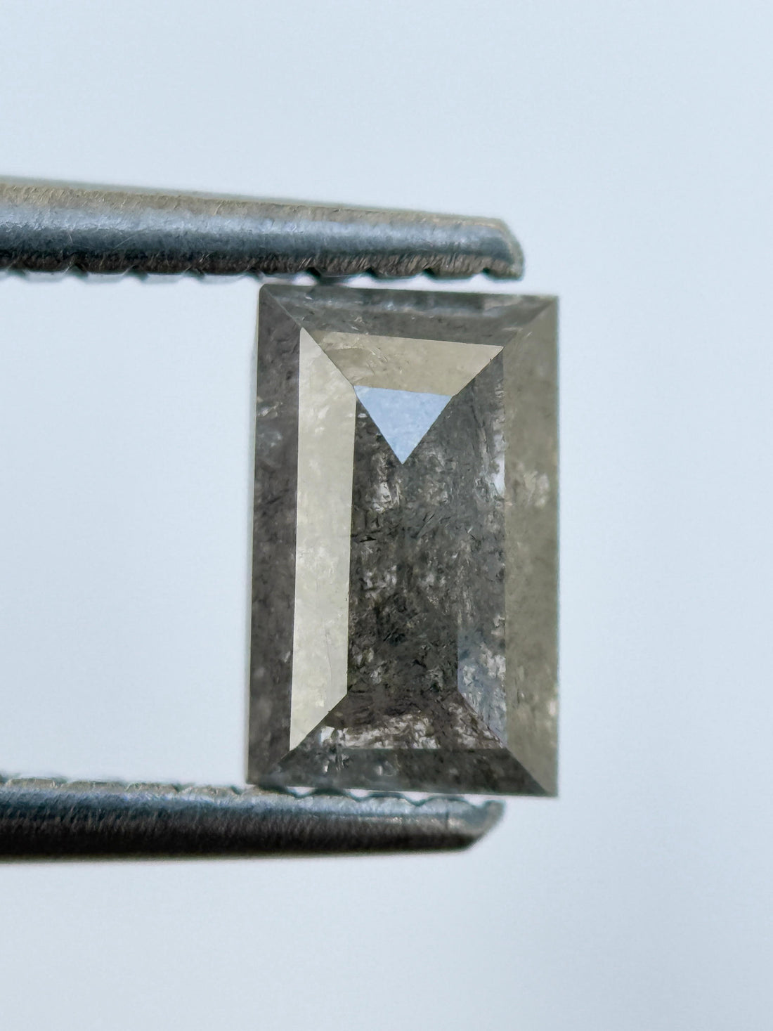 0.83 Ct Baguette Rose Cut Grey Natural Salt and Pepper Diamond